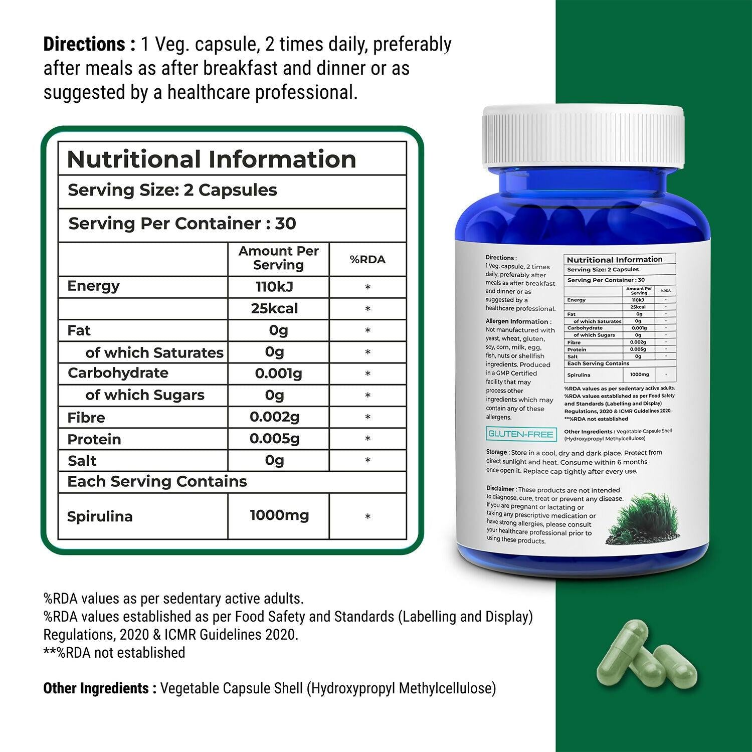 Biovitalia Organics Spirulina Capsule For Weight Management