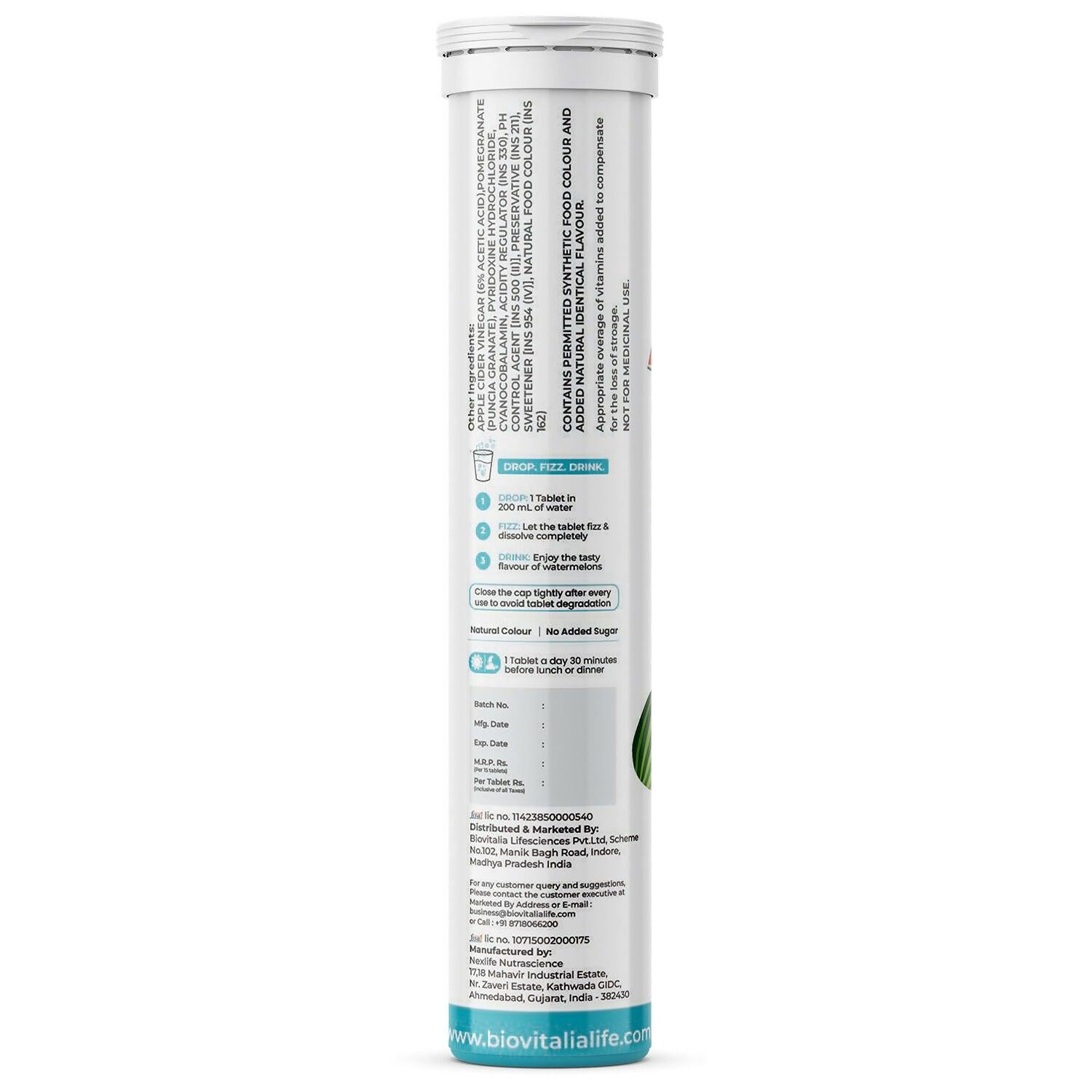 Biovitalia Organics Apple Cider Vinegar Effervescent Tablets