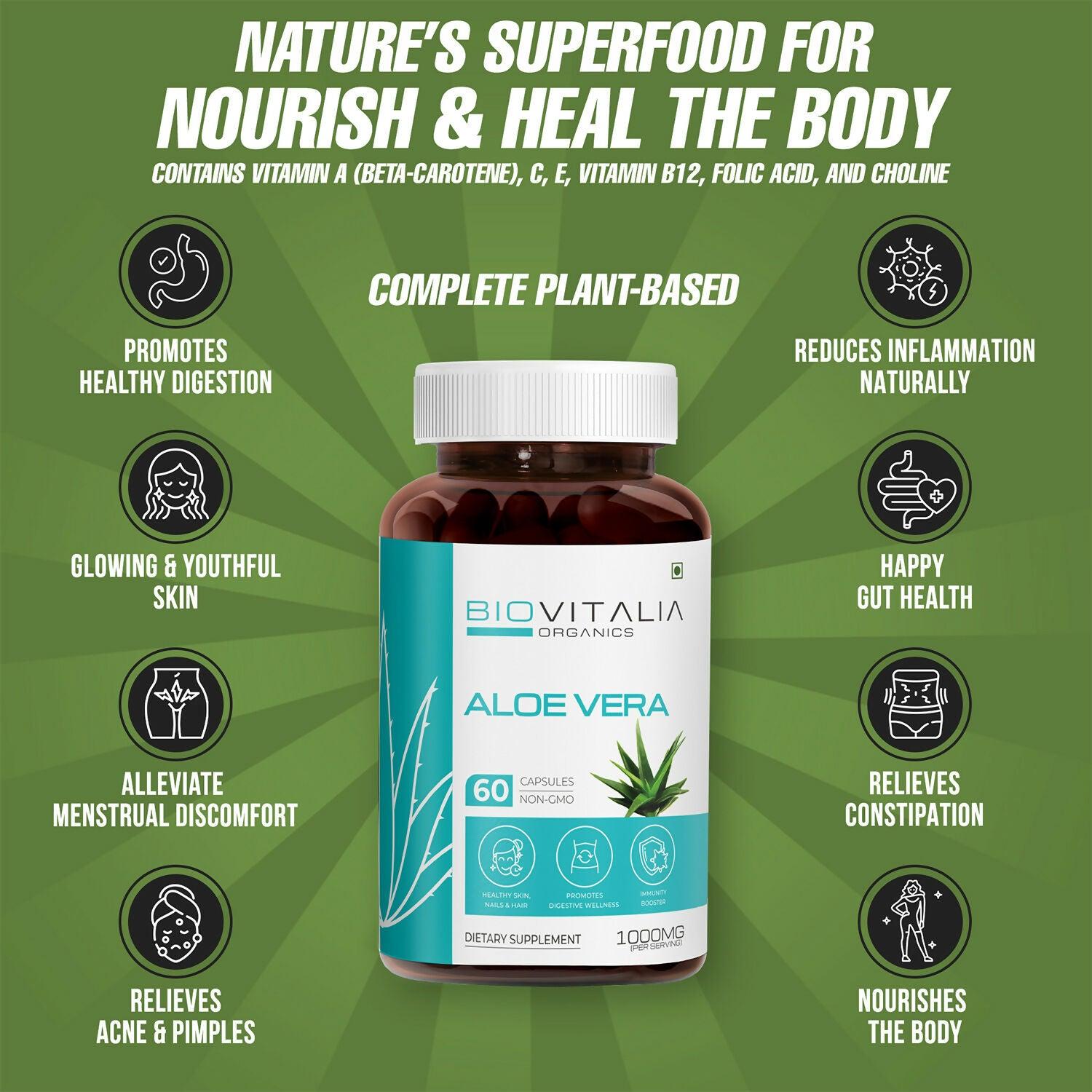 Biovitalia Organics Aloe Vera Capsule For Nourish Skin & Hairs