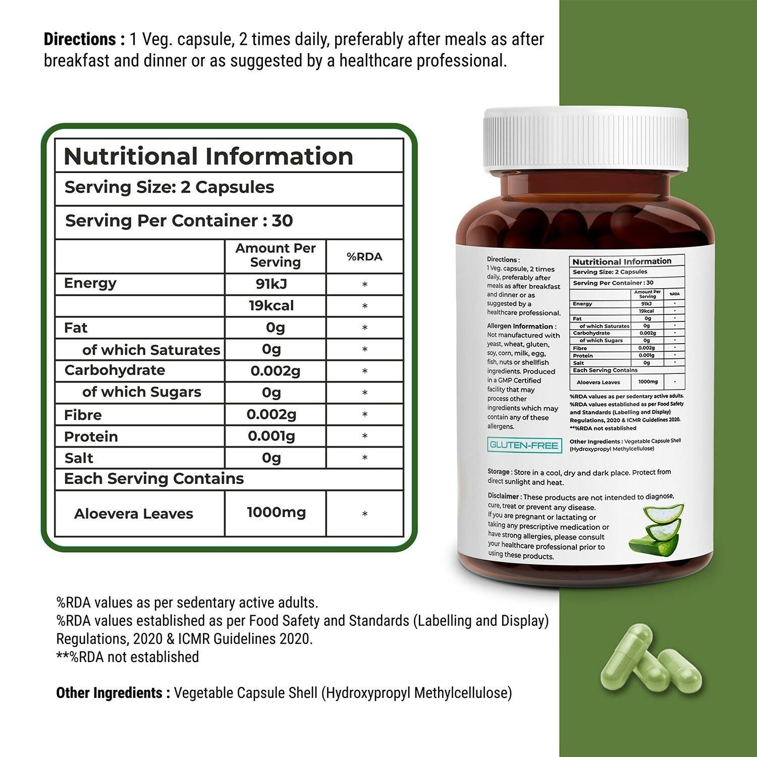 Biovitalia Organics Aloe Vera Capsule For Nourish Skin & Hairs