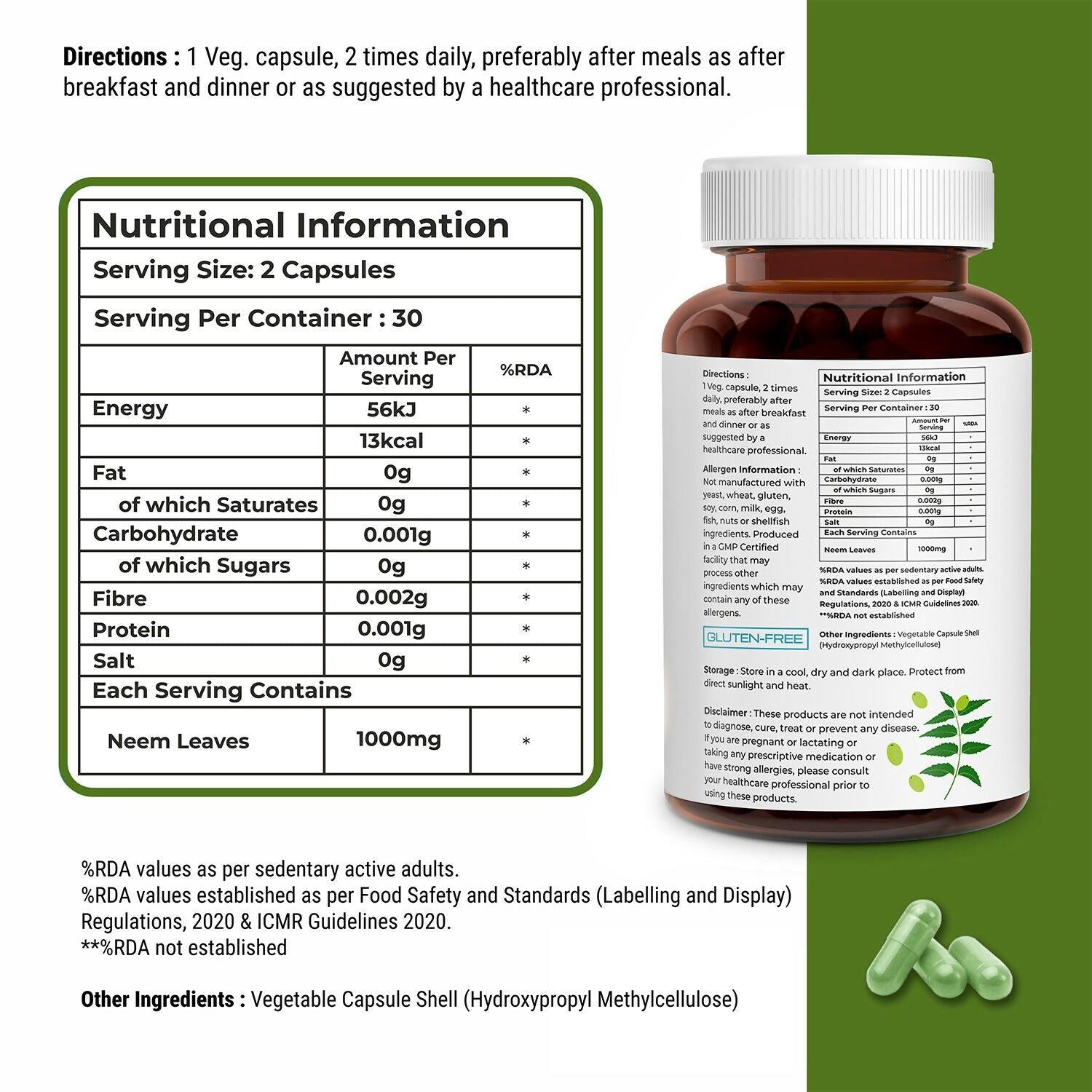 Biovitalia Organics Neem Capsules For Healthy Skin & Hair