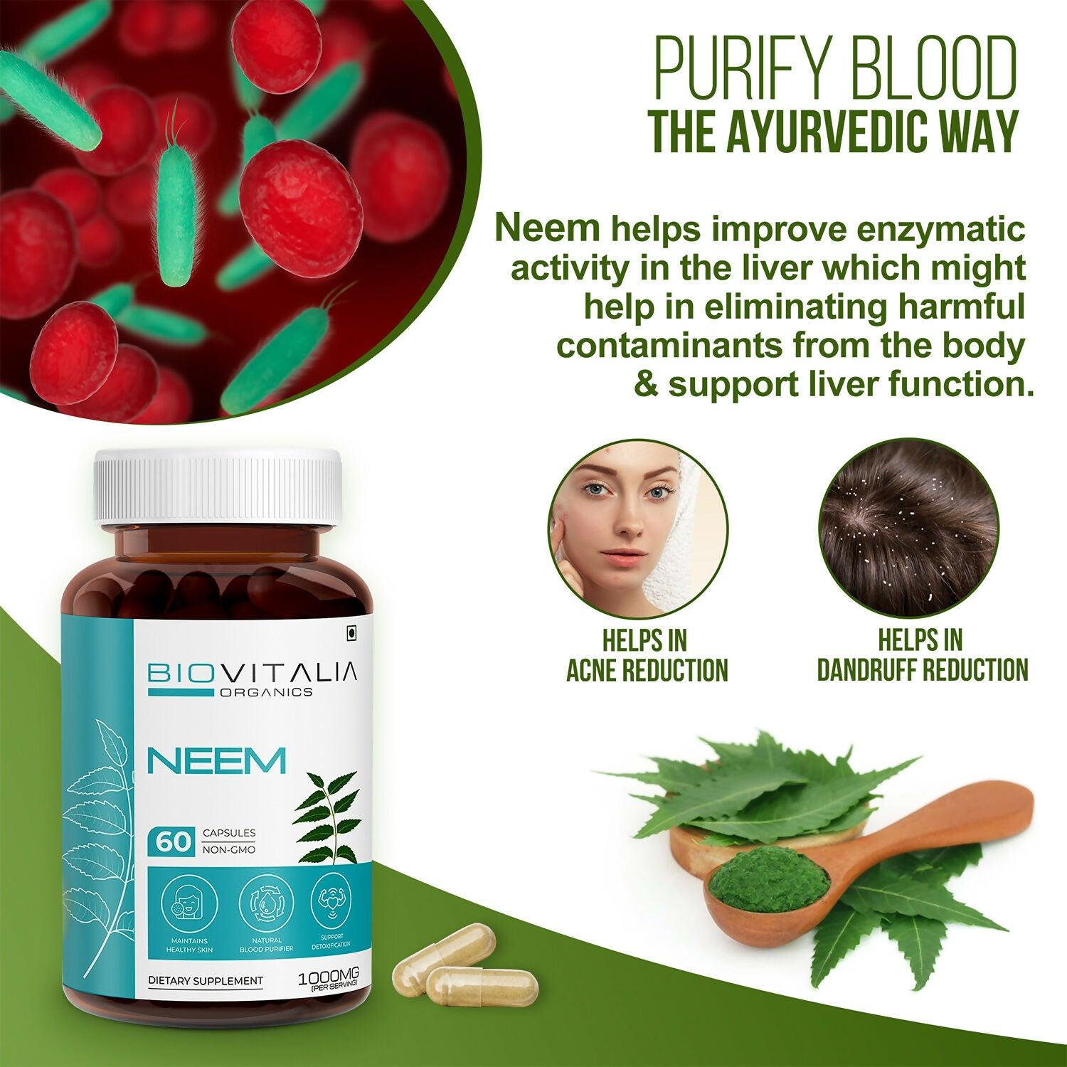 Biovitalia Organics Neem Capsules For Healthy Skin & Hair