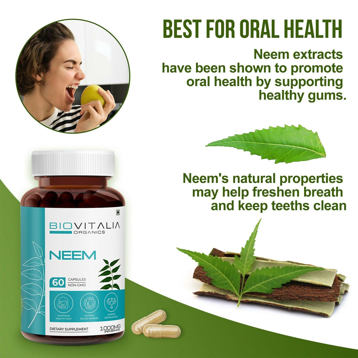 Biovitalia Organics Neem Capsules For Healthy Skin & Hair