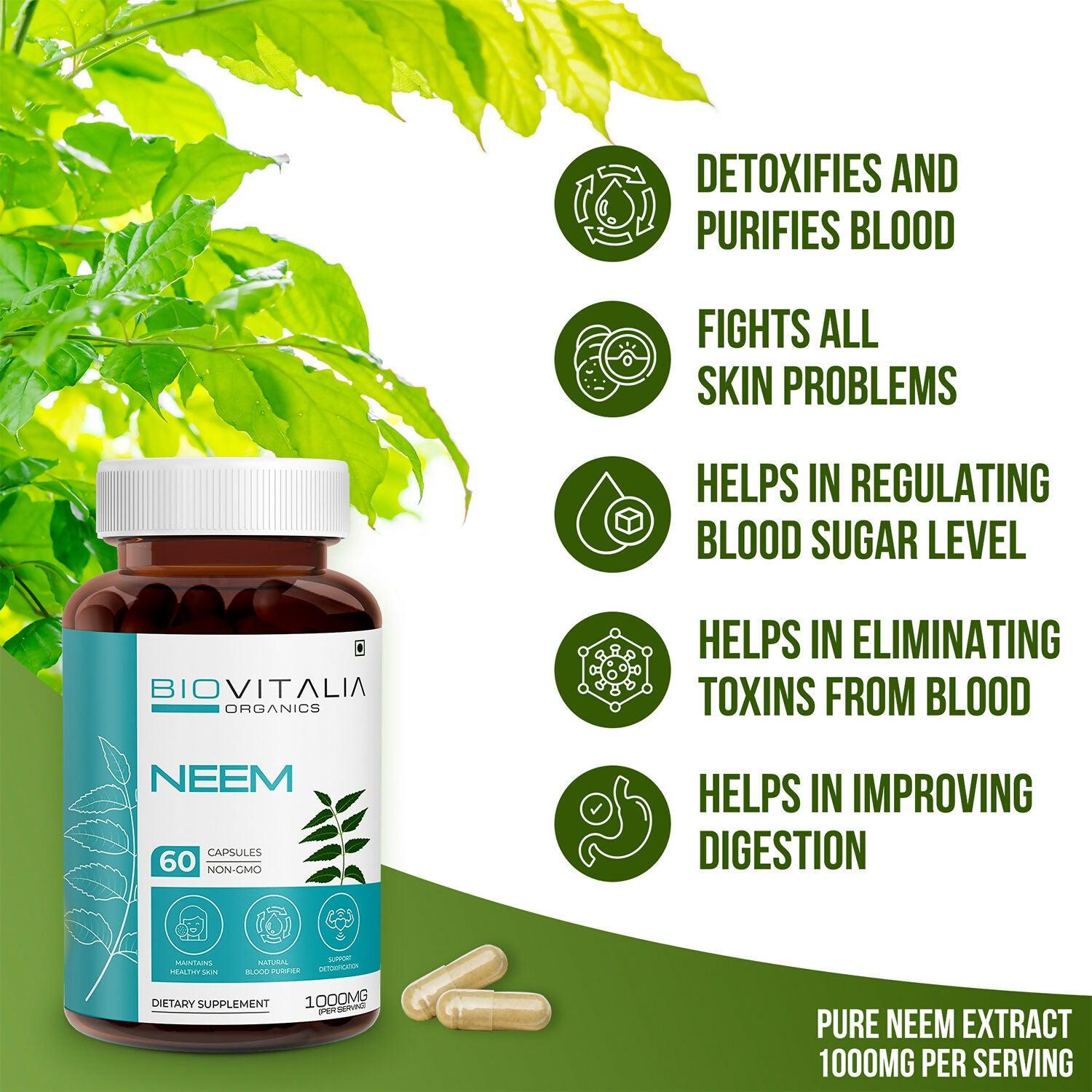 Biovitalia Organics Neem Capsules For Healthy Skin & Hair
