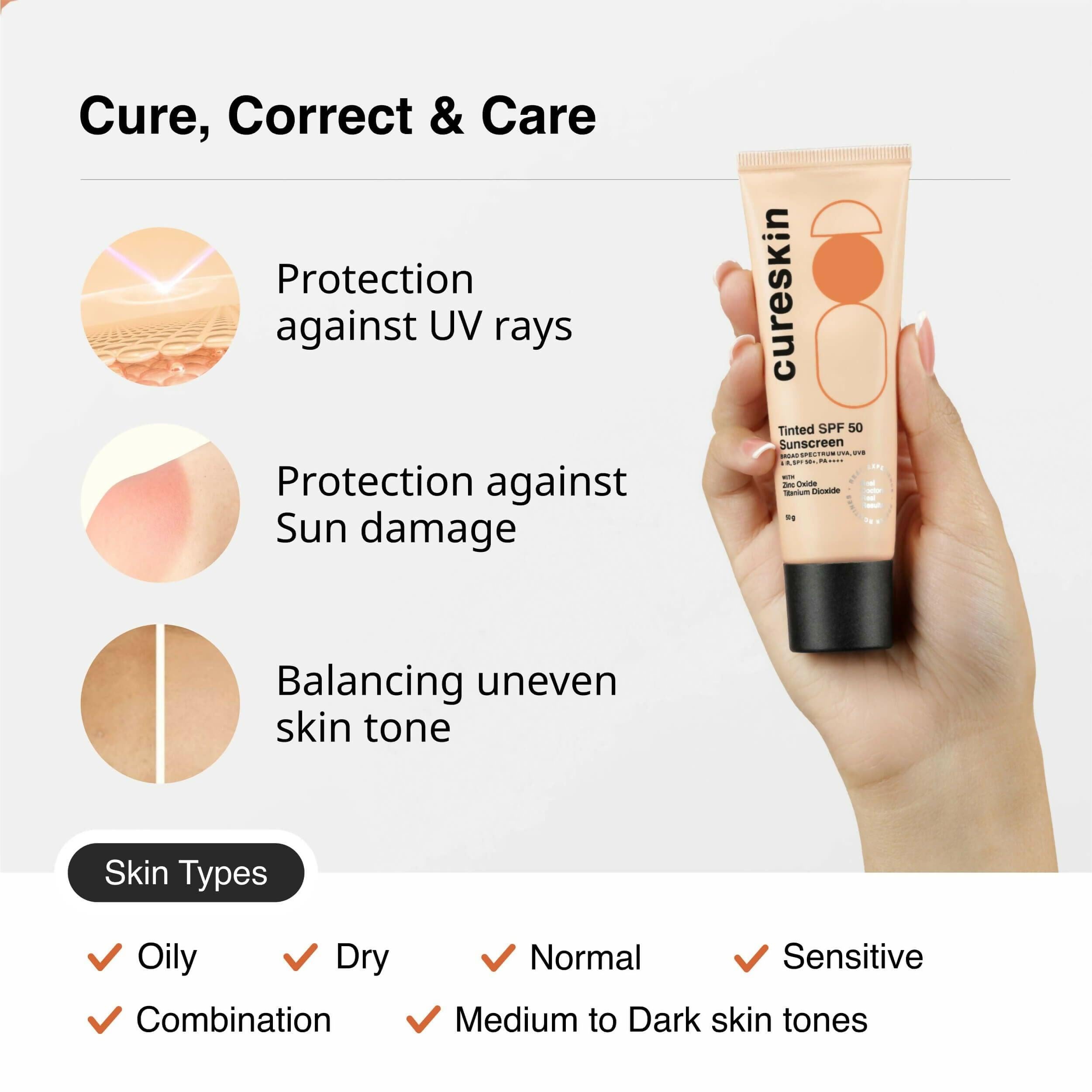 Cureskin Mineral Sunscreen Matte Finish Tinted SPF 50 PA++++