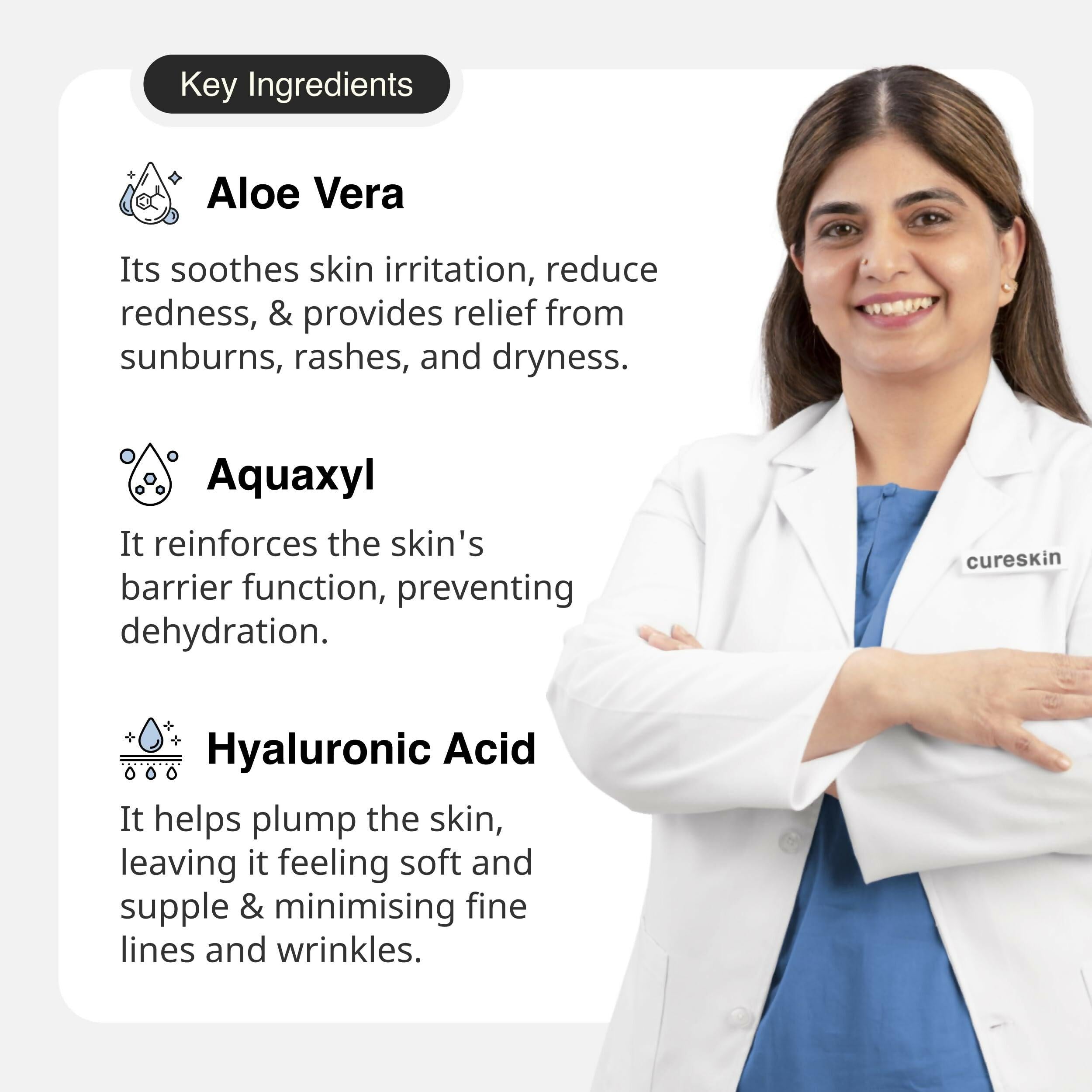 Cureskin Hydration Gel with Hyaluronic Acid, Aquaxyl, Aloe