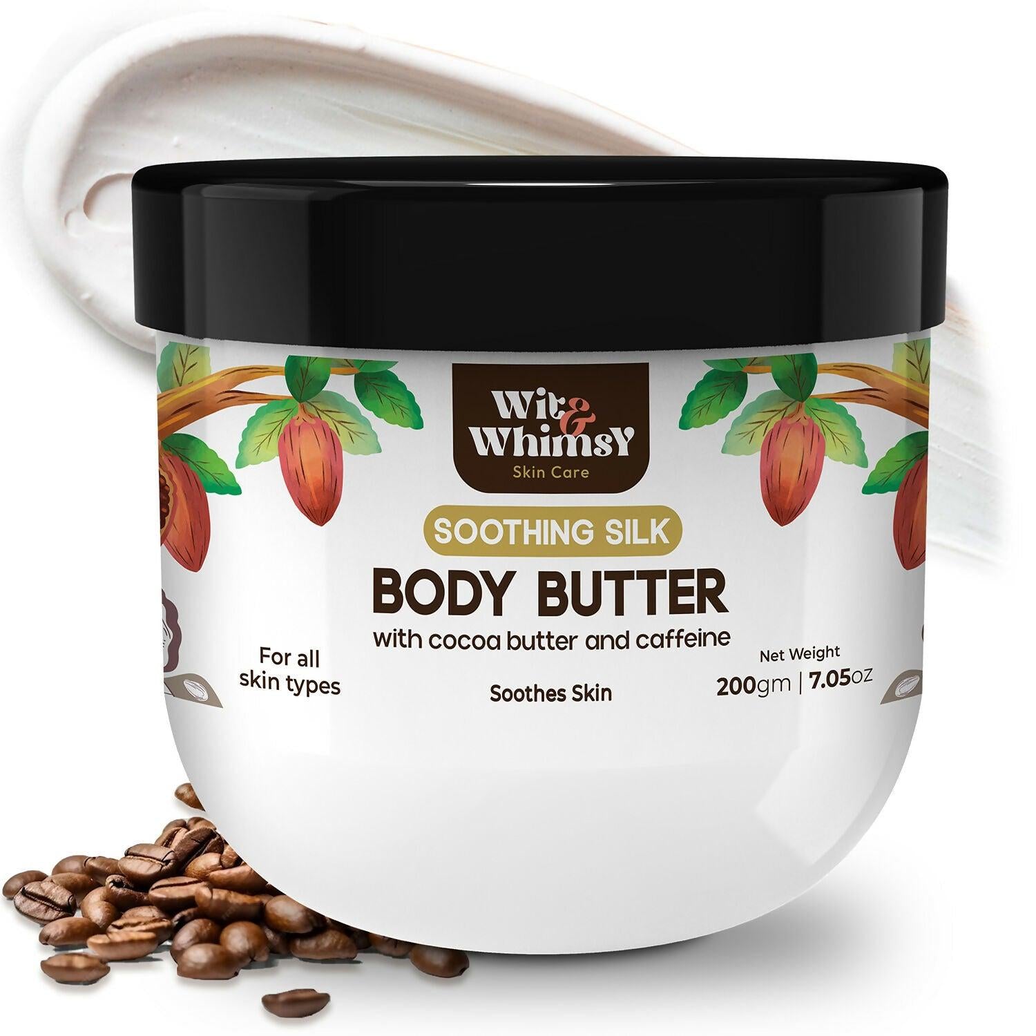 Wit and Whimsy Body Butter with cocoa butter and caffeine