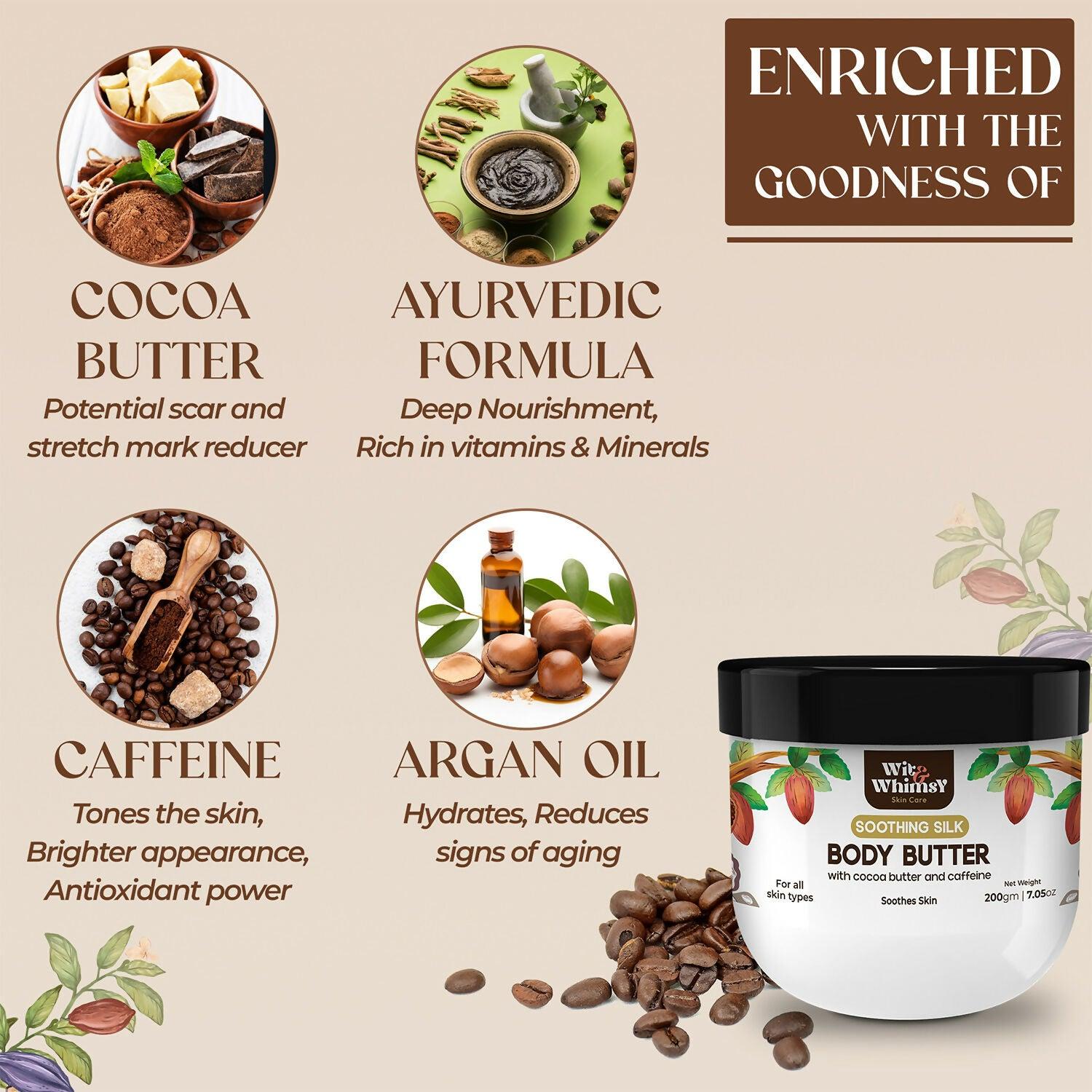 Wit and Whimsy Body Butter with cocoa butter and caffeine