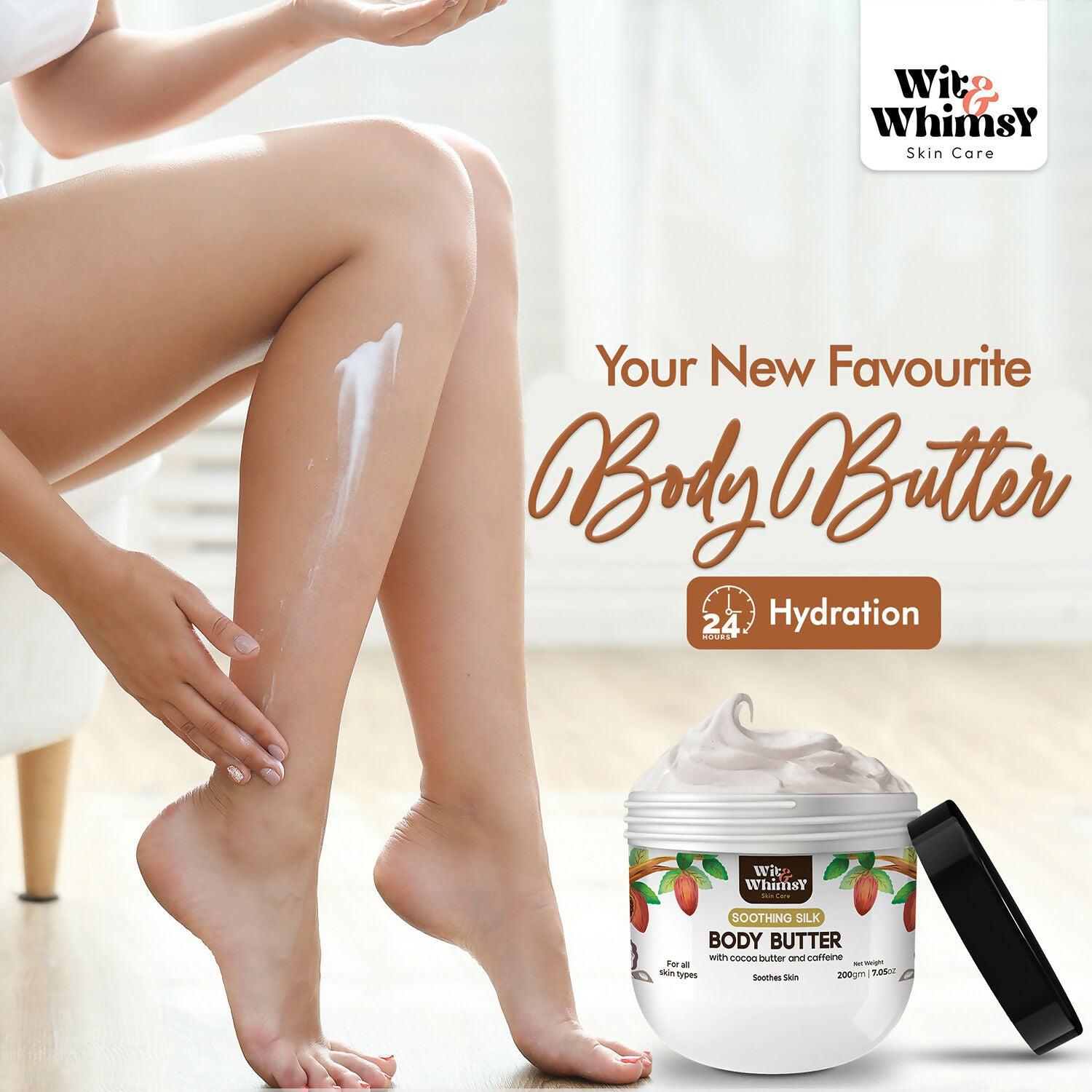 Wit and Whimsy Body Butter with cocoa butter and caffeine