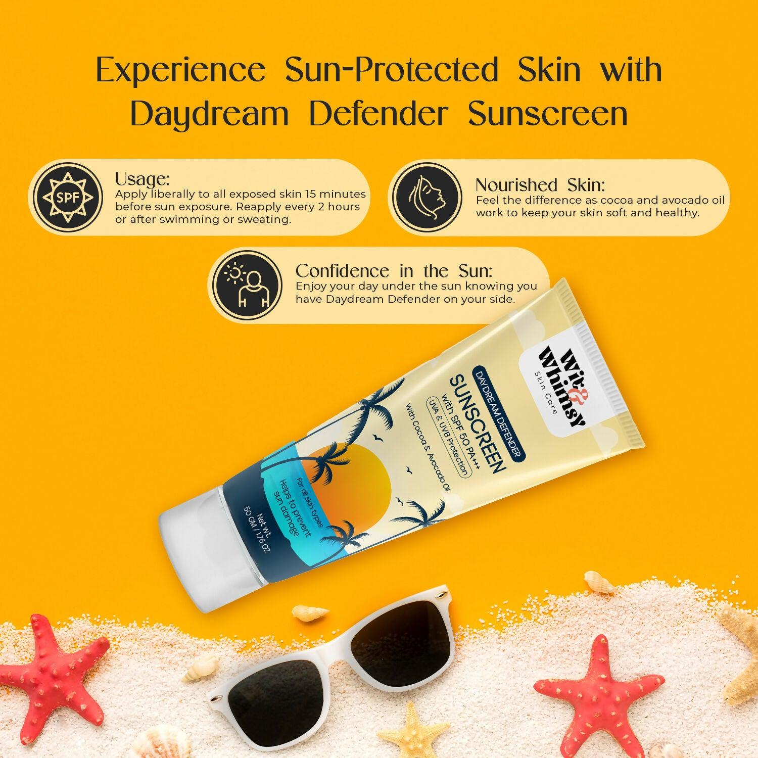 Wit and Whimsy Sunscreen With SPF 50 PA+++ Enriched with Cocoa & Avocado Oil sun protection and skin care