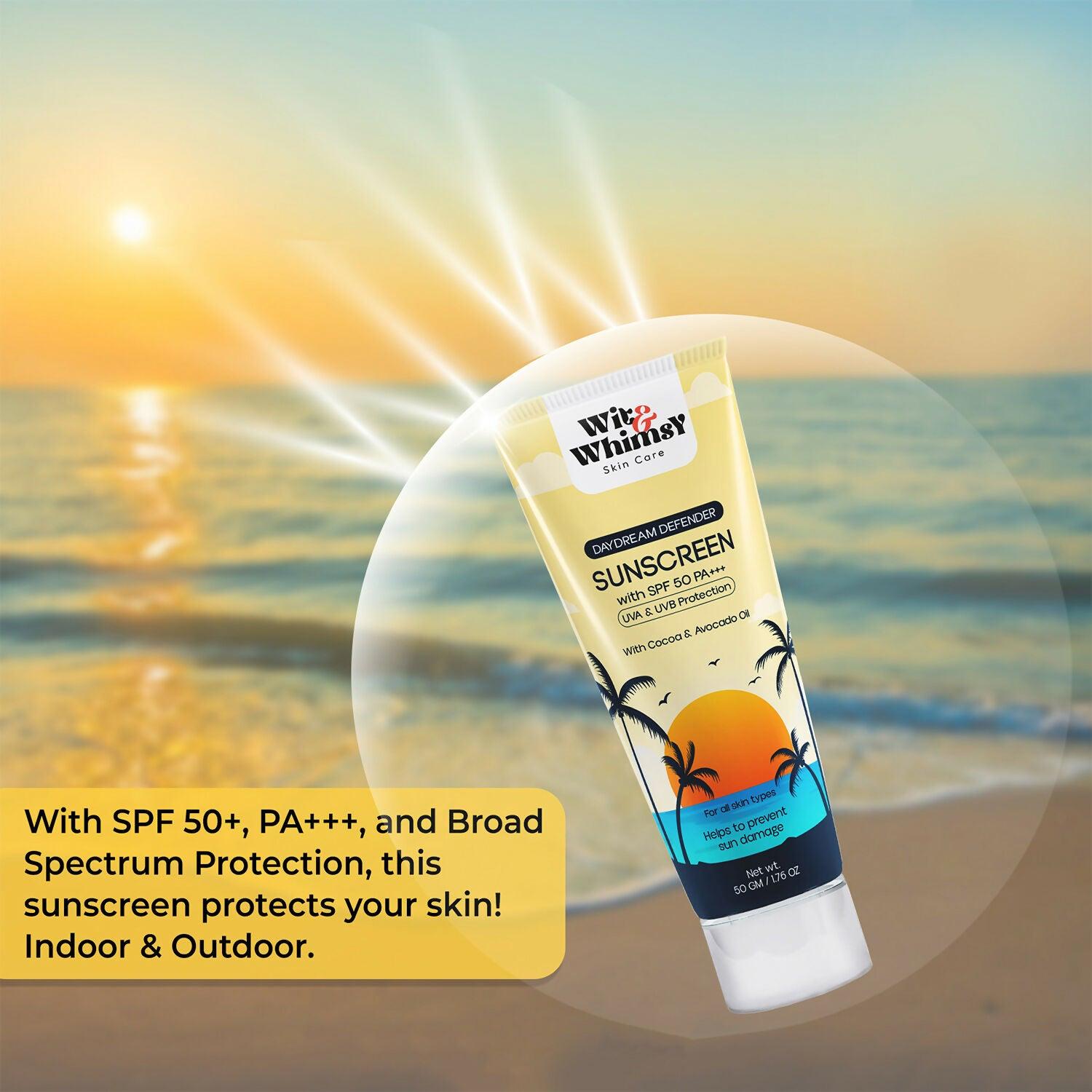 Wit and Whimsy Sunscreen With SPF 50 PA+++ Enriched with Cocoa & Avocado Oil sun protection and skin care