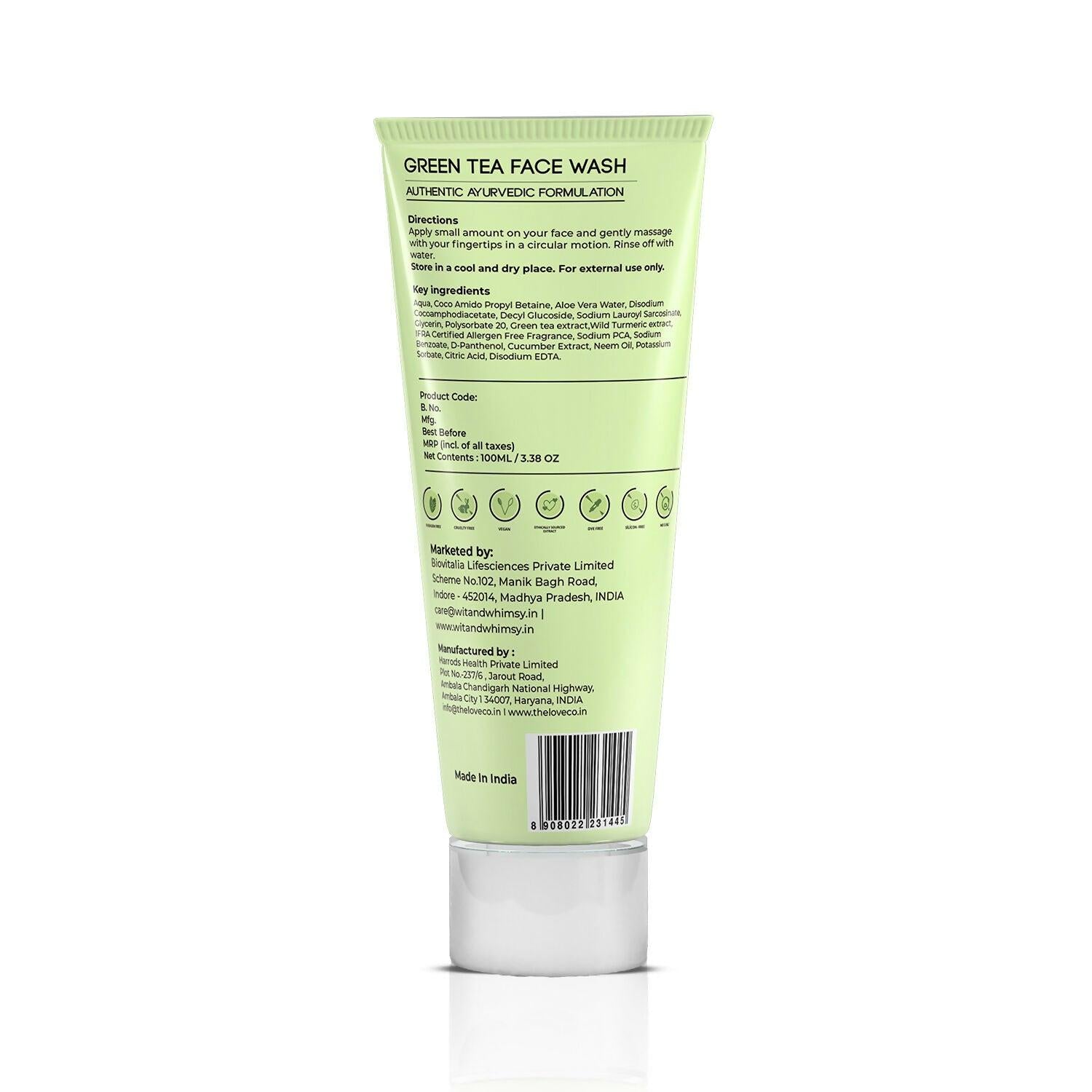 Wit and Whimsy Green Tea Anti-Acne Anti-Fungal & Anti-Bacterial Face Wash