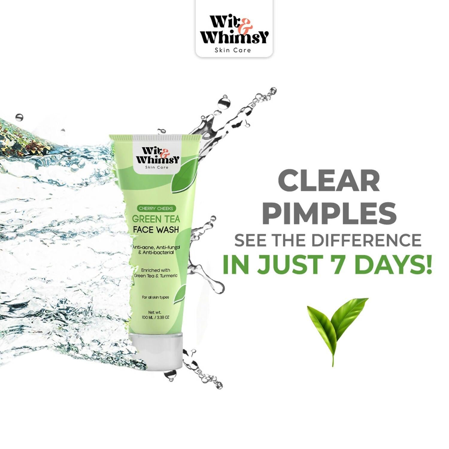 Wit and Whimsy Green Tea Anti-Acne Anti-Fungal & Anti-Bacterial Face Wash