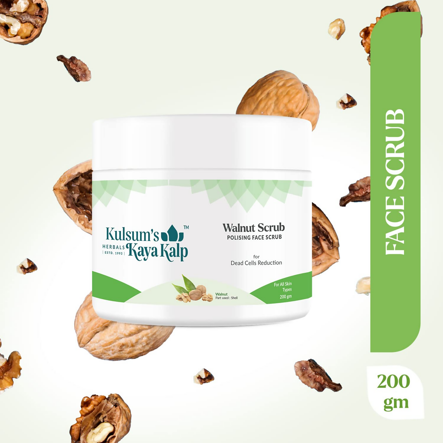 Kulsum's Kaya Kalp Walnut Scrub For Dead Cell Reduction For All Skin Types