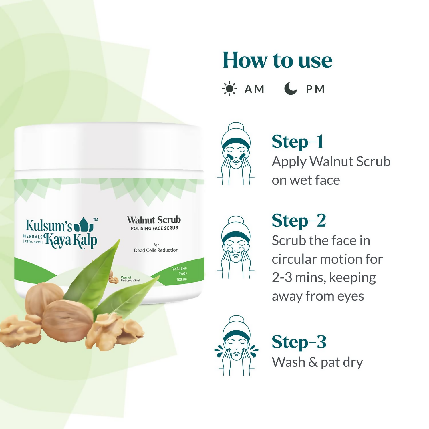 Kulsum's Kaya Kalp Walnut Scrub For Dead Cell Reduction For All Skin Types
