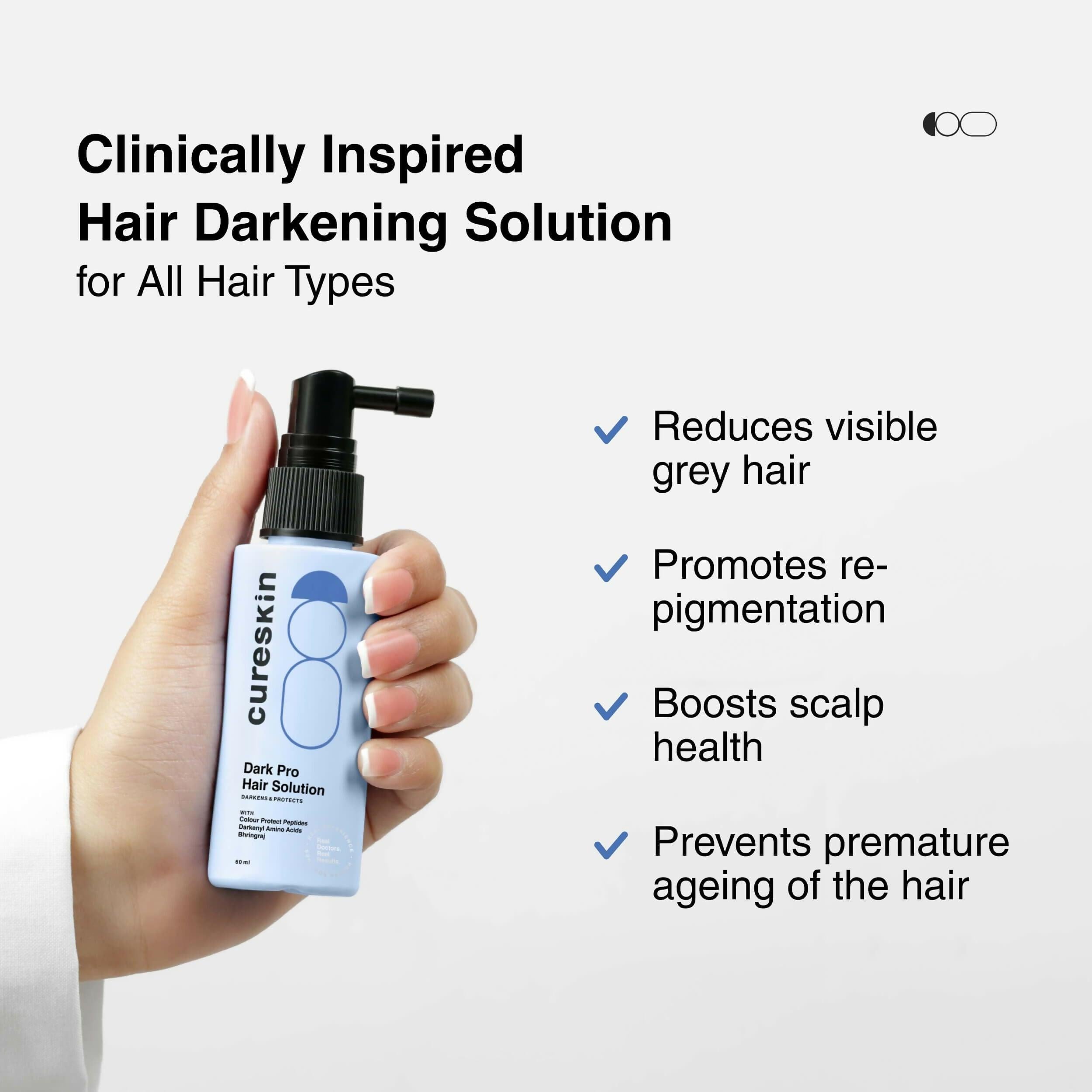 Cureskin Dark Pro Hair Solution Natural Hair Darkener with Colour Protection