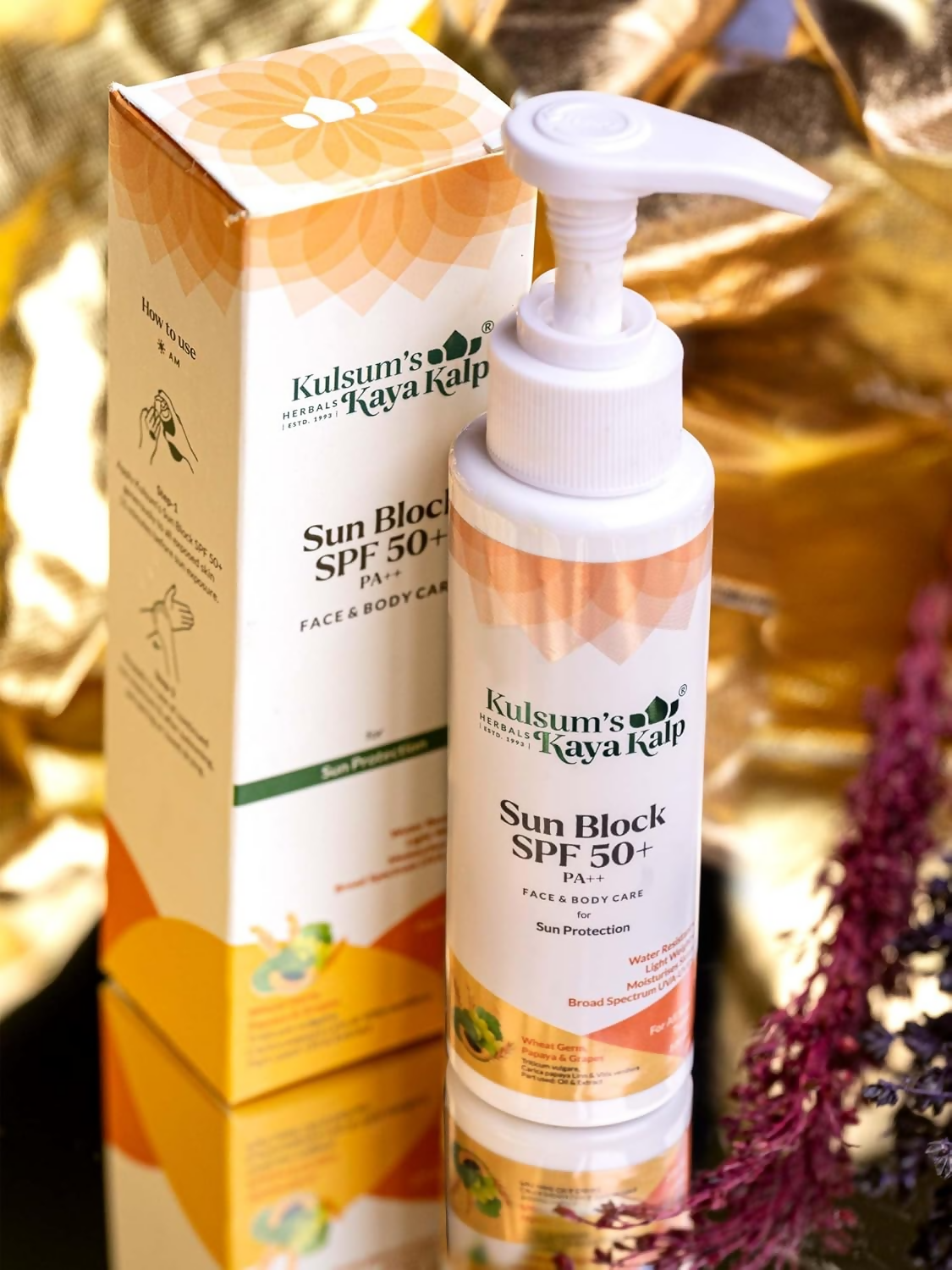 Kulsum's Kaya Kalp Sun Block SPF 50+ With Wheat Germ And Papaya For All Skin Types