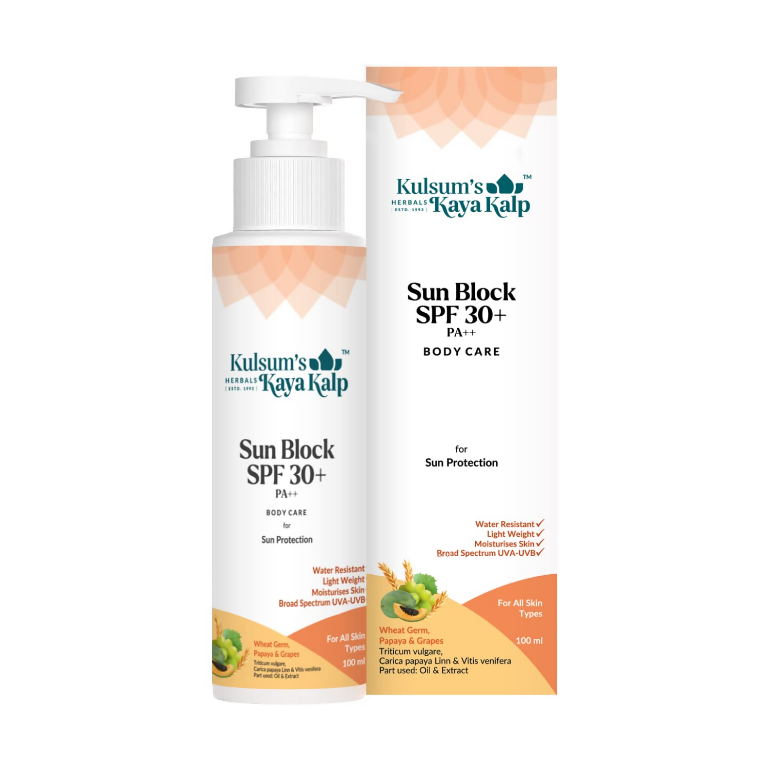Kulsum's Kaya Kalp Sun Block SPF 30+ For Sun Protection & Moisturizing, Suitable For All Skin Types