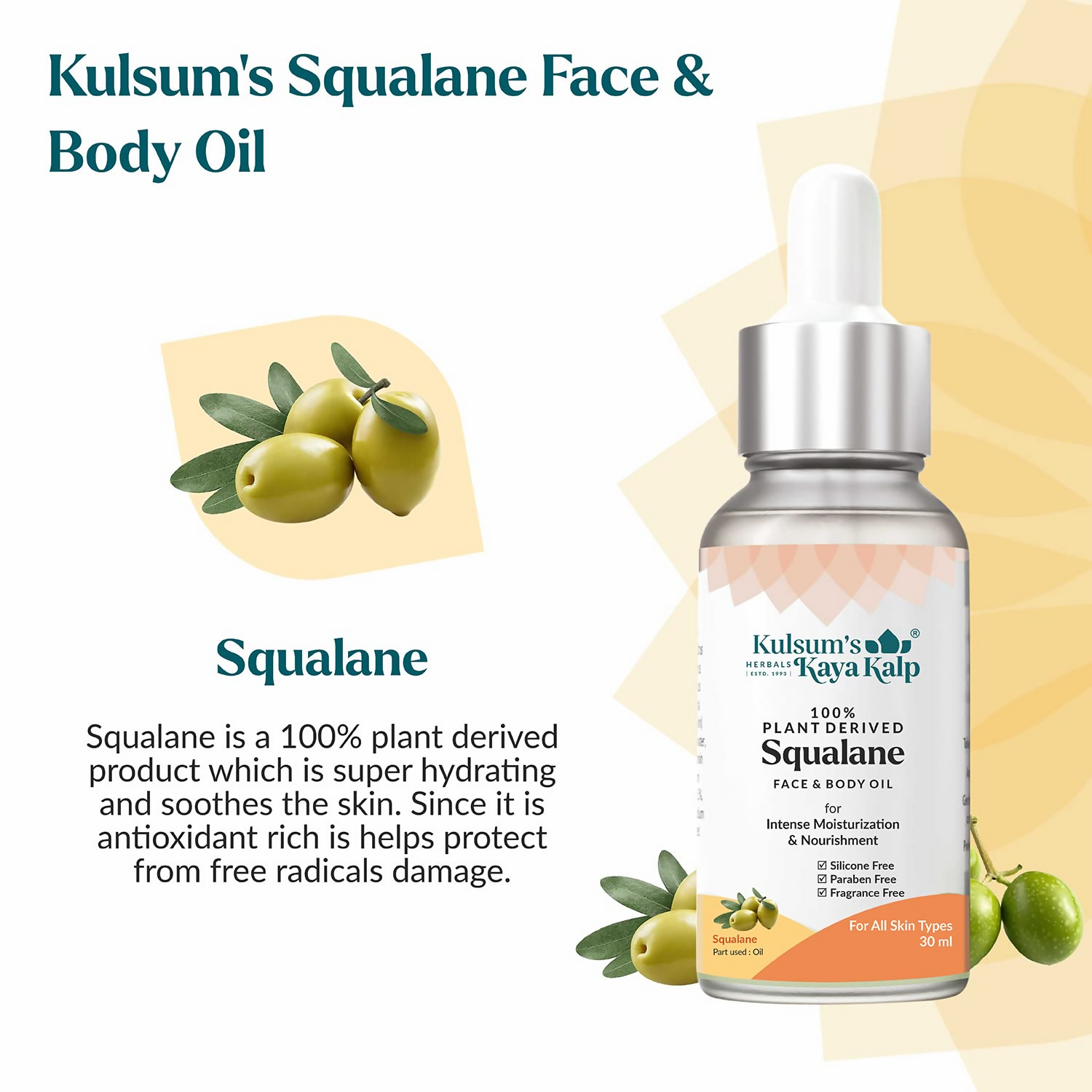 Kulsum's Kaya Kalp Squalane Face & Body Oil For Intense Moisturization & Nourishment