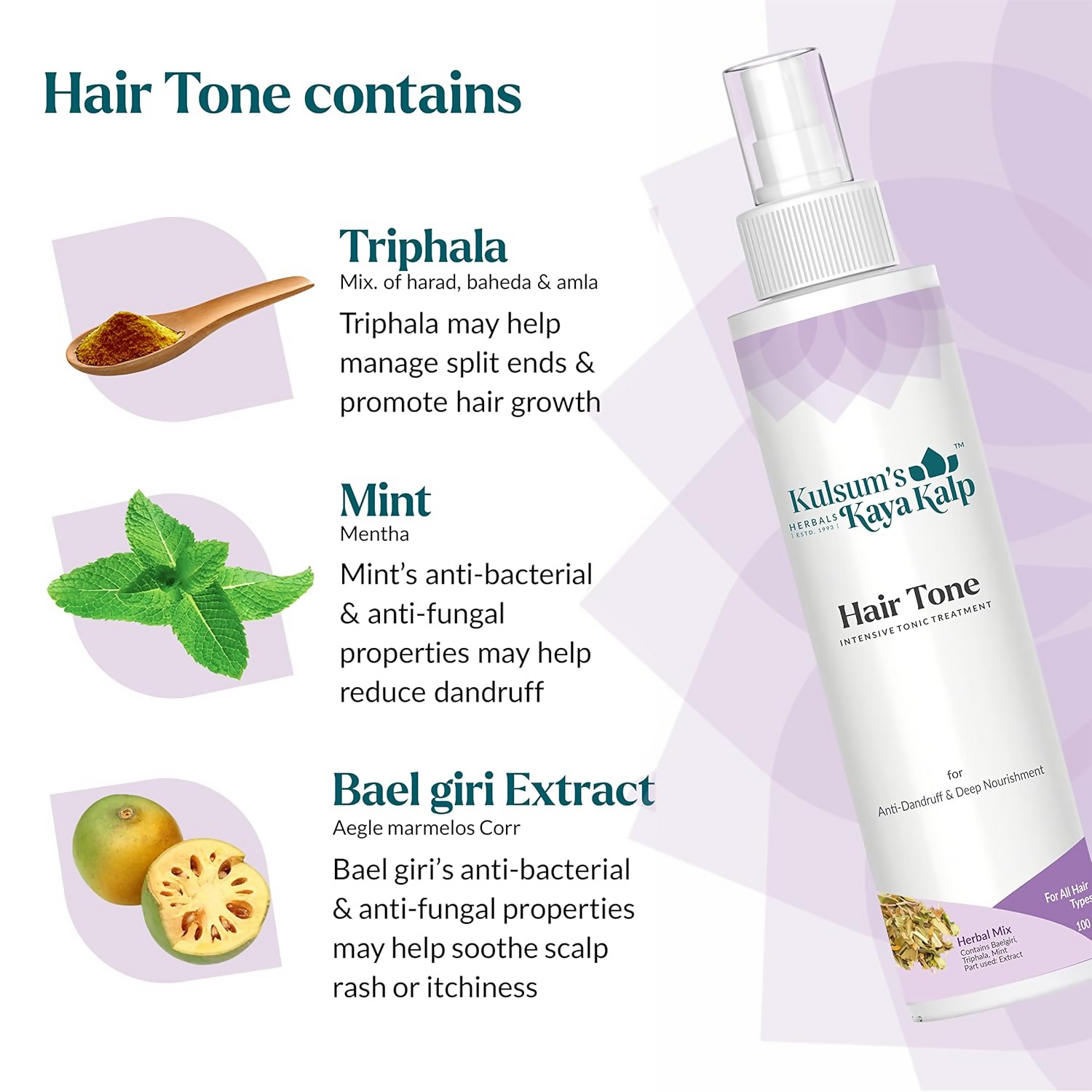 Kulsum's Kaya Kalp Hair Tone, Anti-Dandruff & Hair Fall Control, For All Hair Types