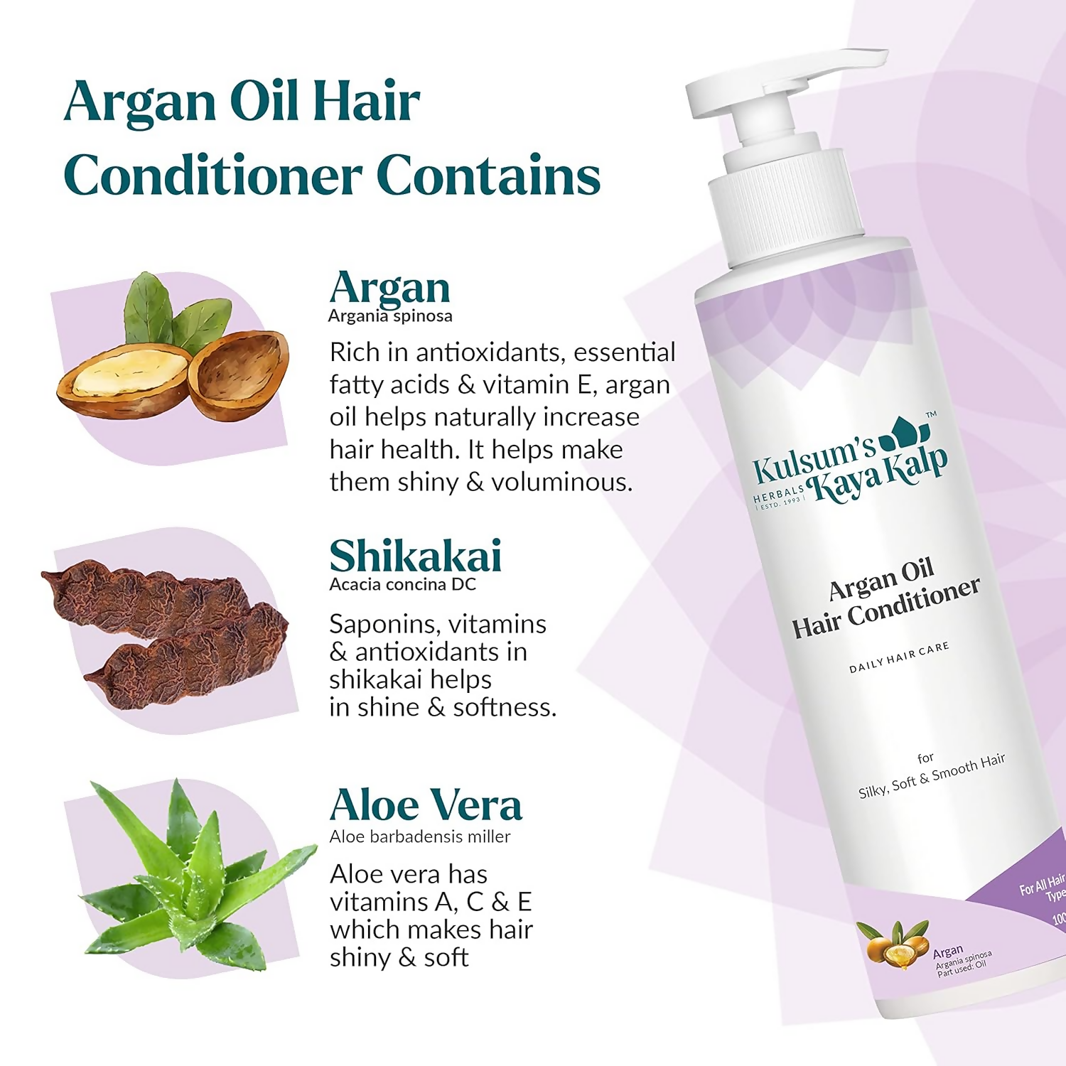 Kulsum's Kaya Kalp Red Onion Shampoo & Argan Oil Hair Conditioner Combo For Anti-Hair Fall, Silky, Soft & Smooth Hair