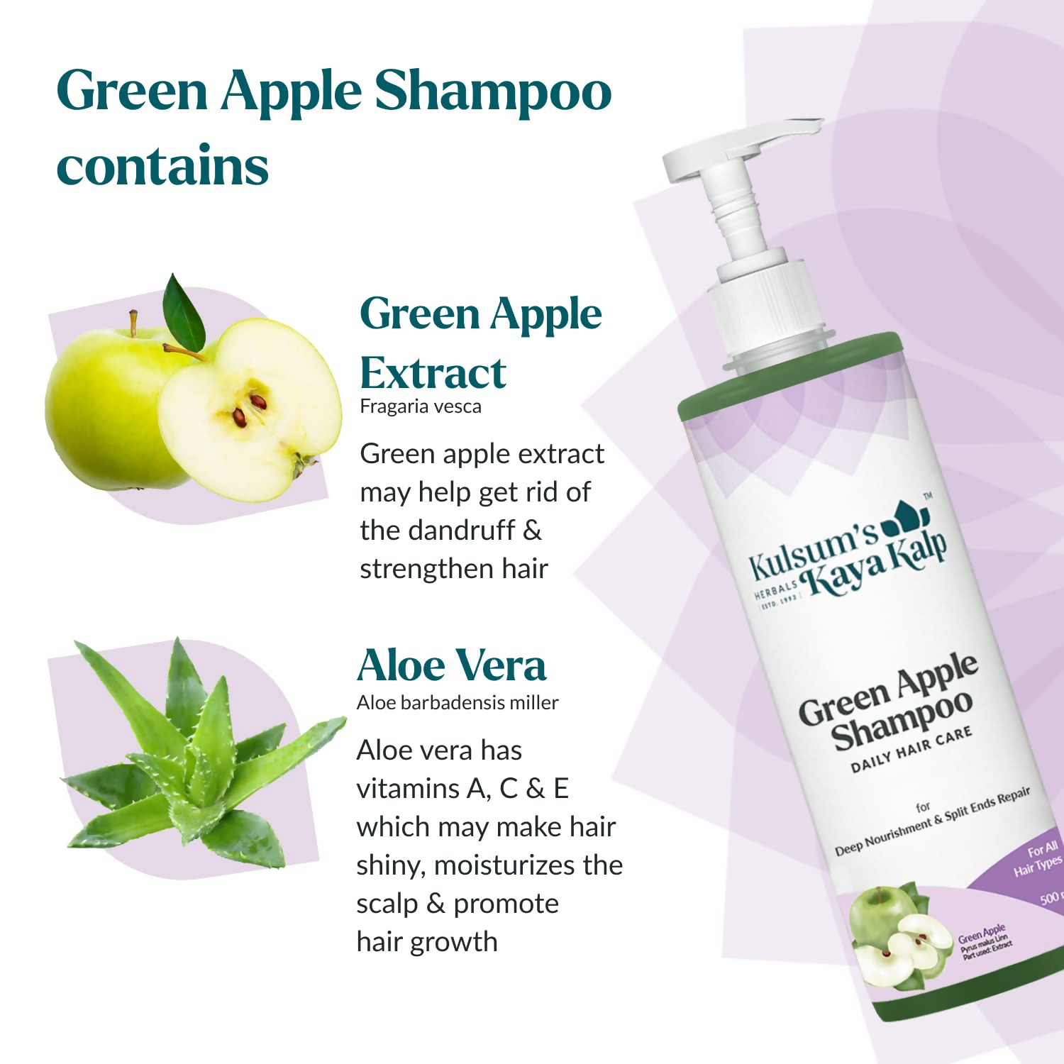 Kulsum's Kaya Kalp Green Apple Shampoo For Deep Nourishment & Split Ends Repair