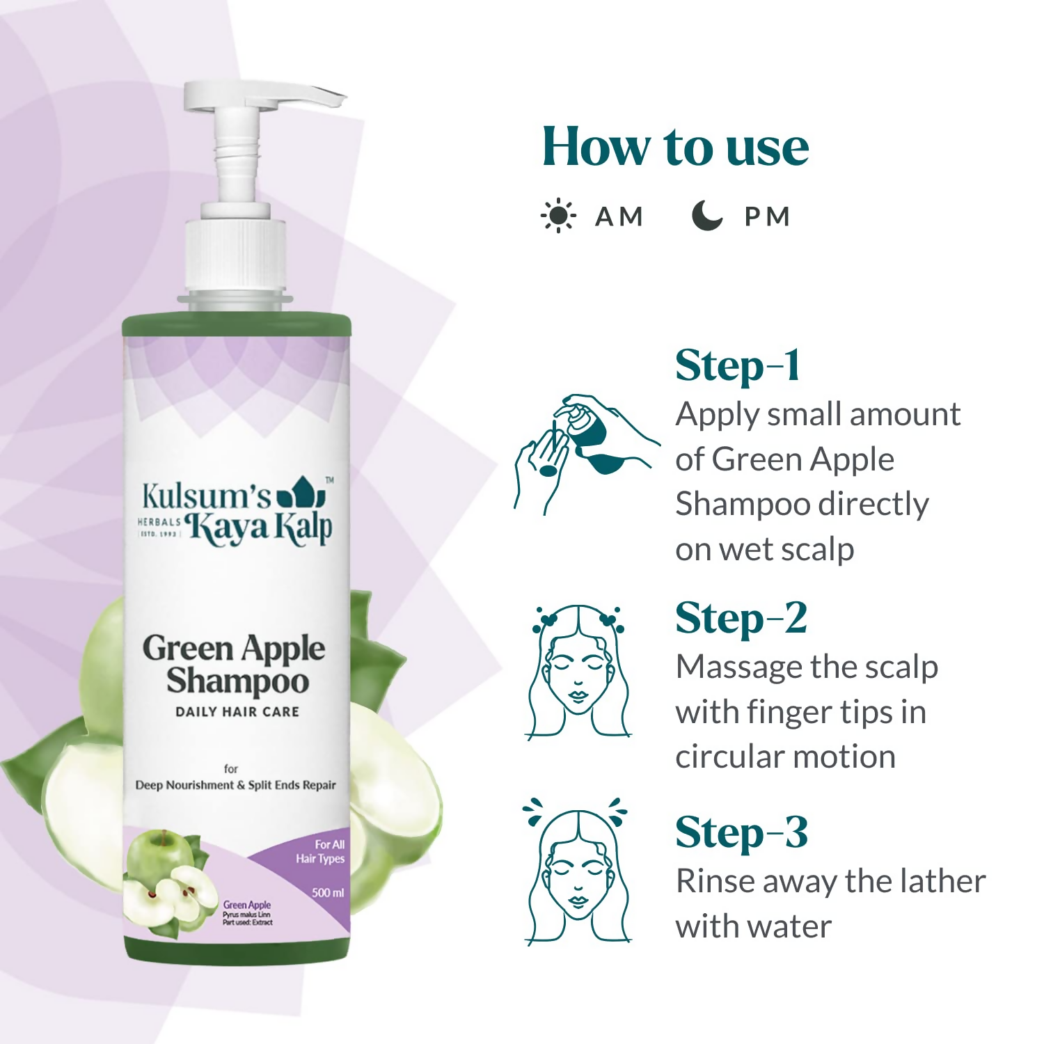 Kulsum's Kaya Kalp Green Apple Shampoo For Deep Nourishment & Split Ends Repair