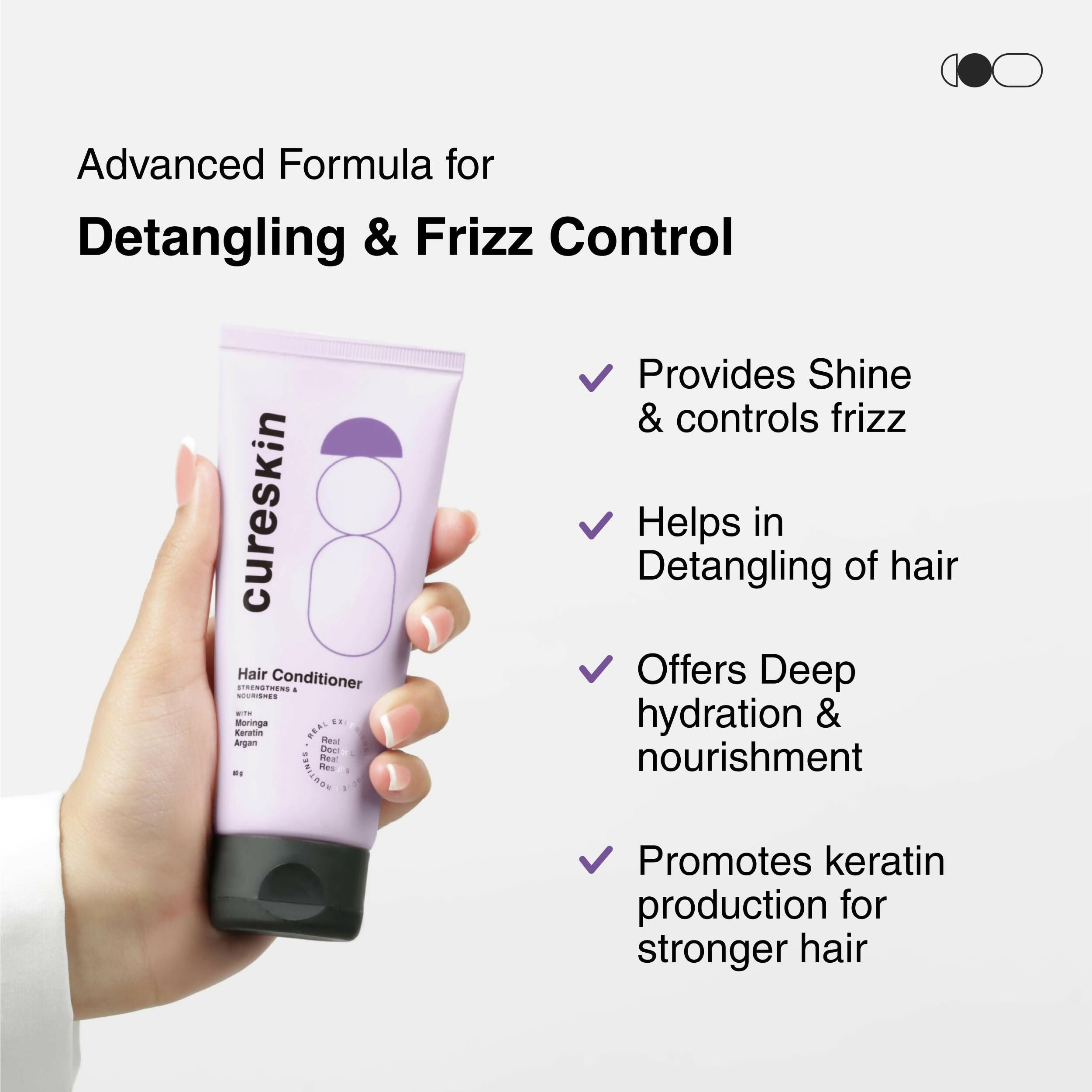 Cureskin Keratin Smooth Conditioner with Moringa, Keratin and Argan: Strenghtens and Nourishes