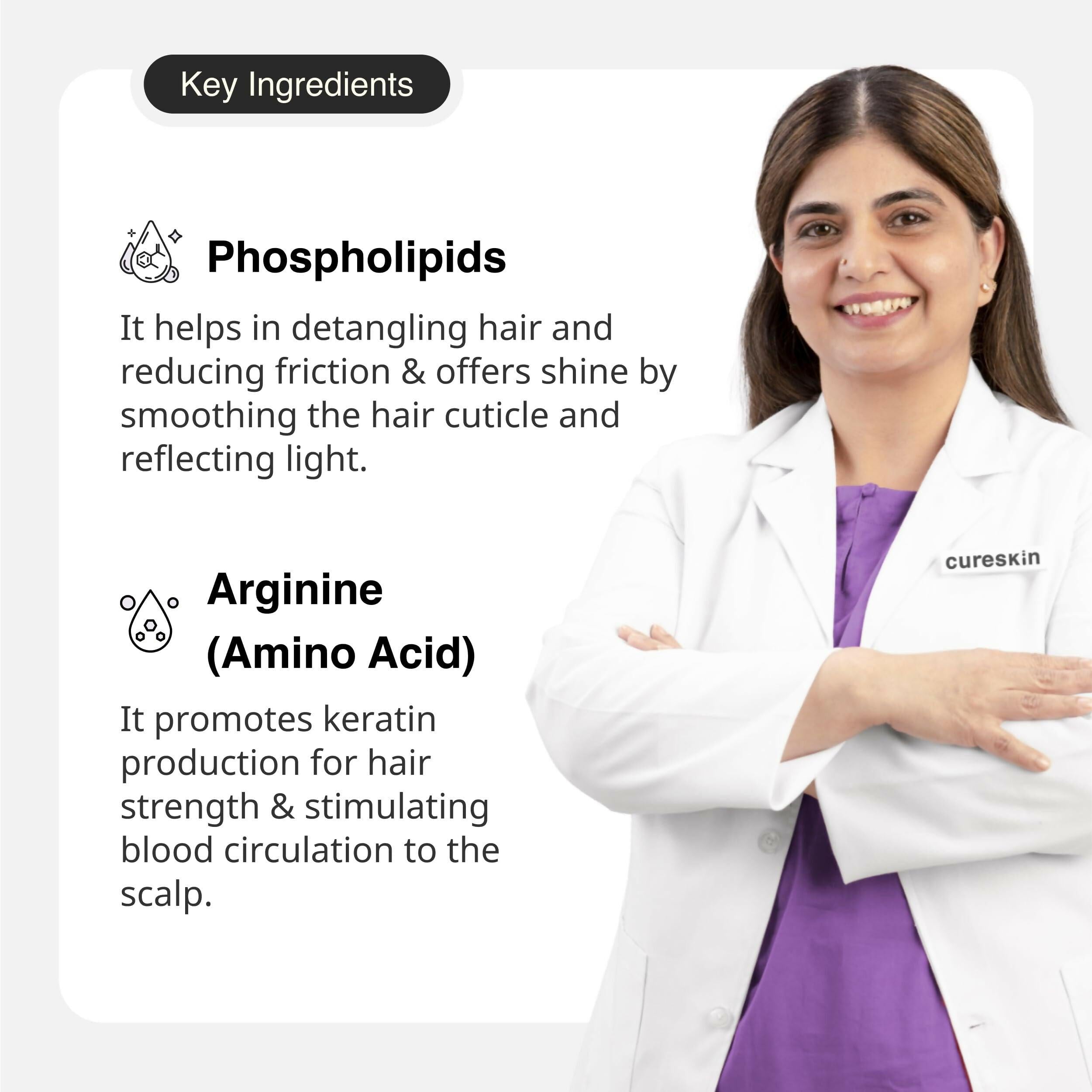 Cureskin Keratin Smooth Conditioner with Moringa, Keratin and Argan: Strenghtens and Nourishes