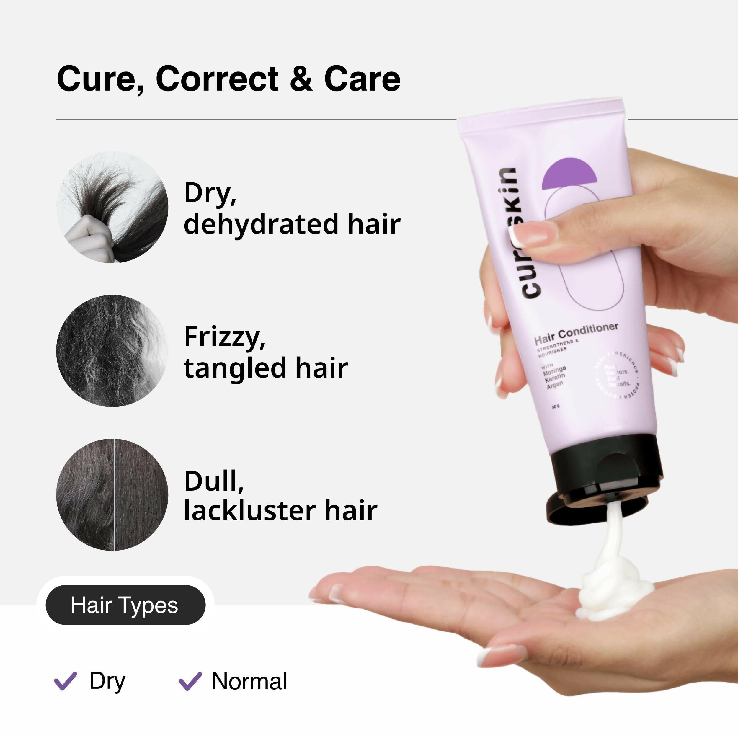 Cureskin Keratin Smooth Conditioner with Moringa, Keratin and Argan: Strenghtens and Nourishes