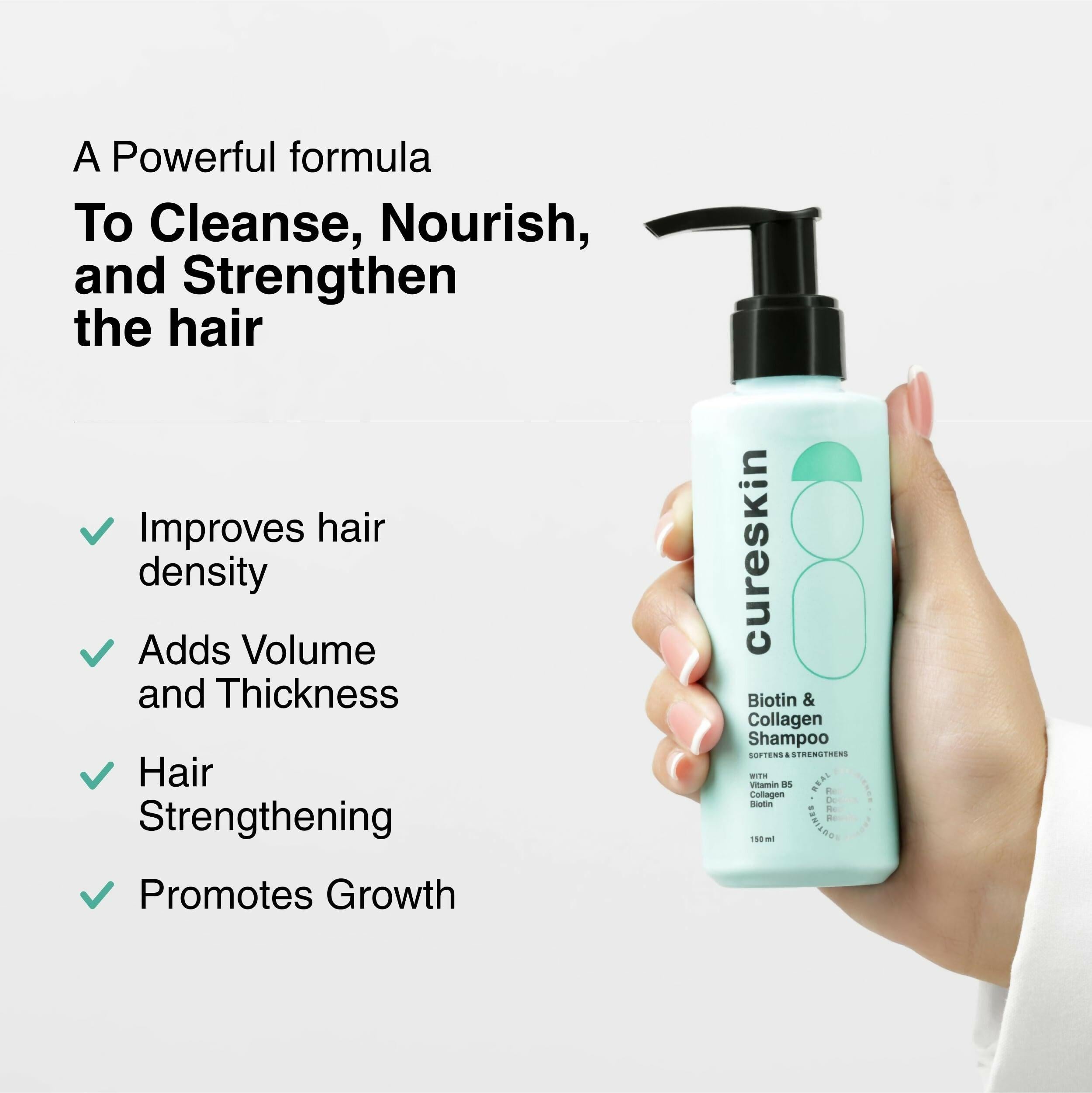 Cureskin Biotin & Collagen Vitamin B5 Glycolipids Shampoo: Strengthen Hair, Reduce Hairfall & Repair Damage