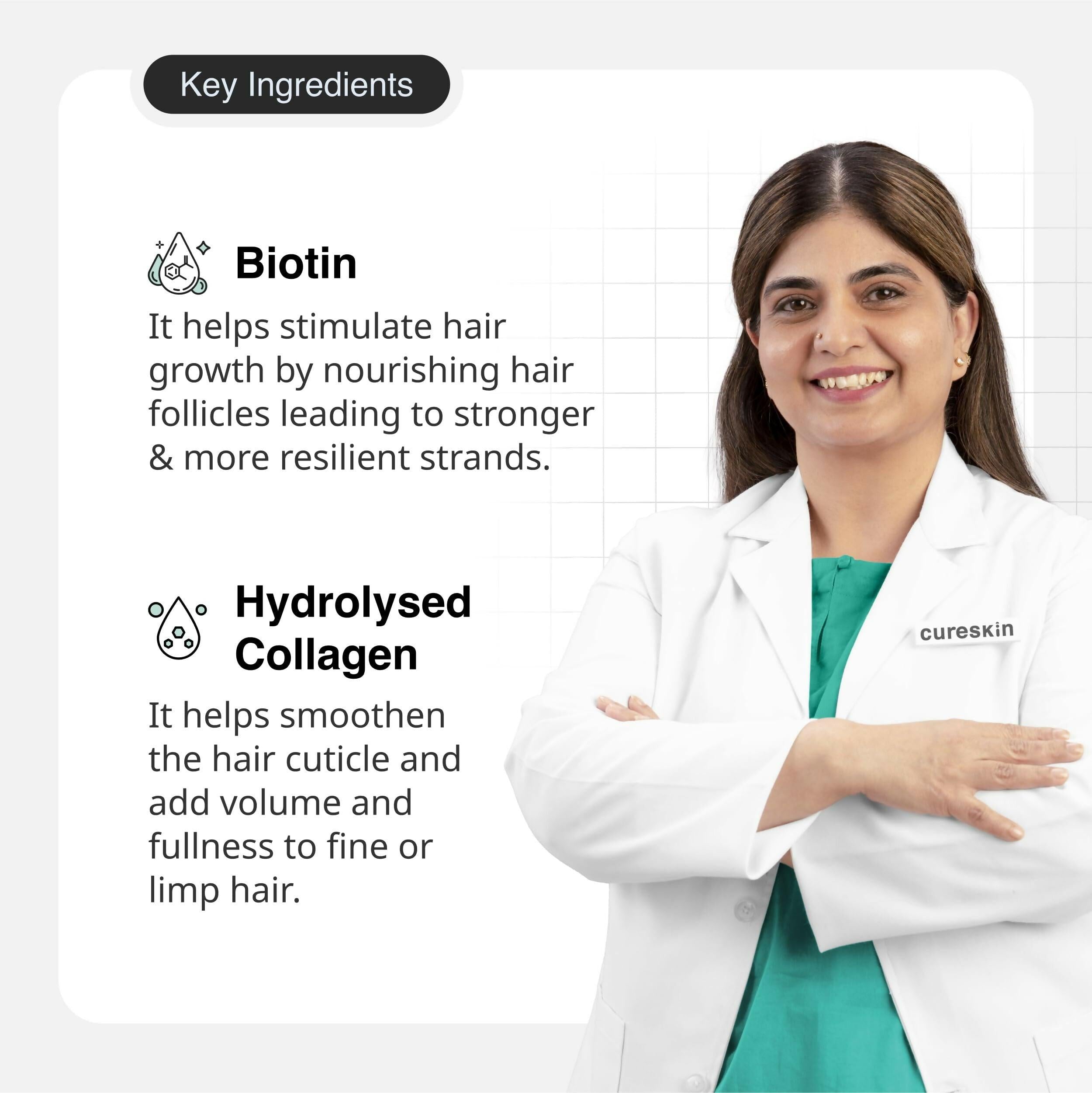 Cureskin Biotin & Collagen Vitamin B5 Glycolipids Shampoo: Strengthen Hair, Reduce Hairfall & Repair Damage