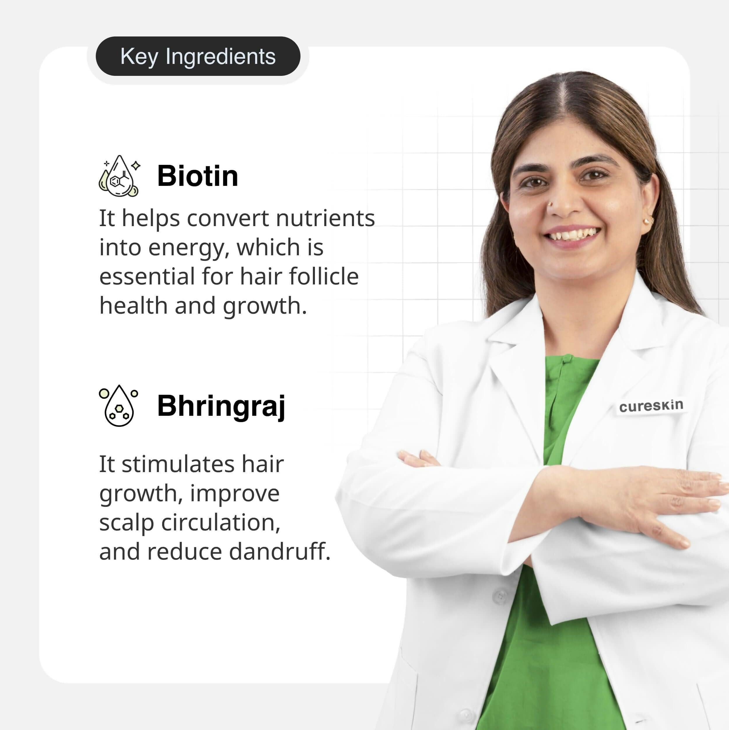 Cureskin Follicular Hair Oil - Nourishes & Strengthens with Biotin, Bhringraj and Coconut Hair Oil