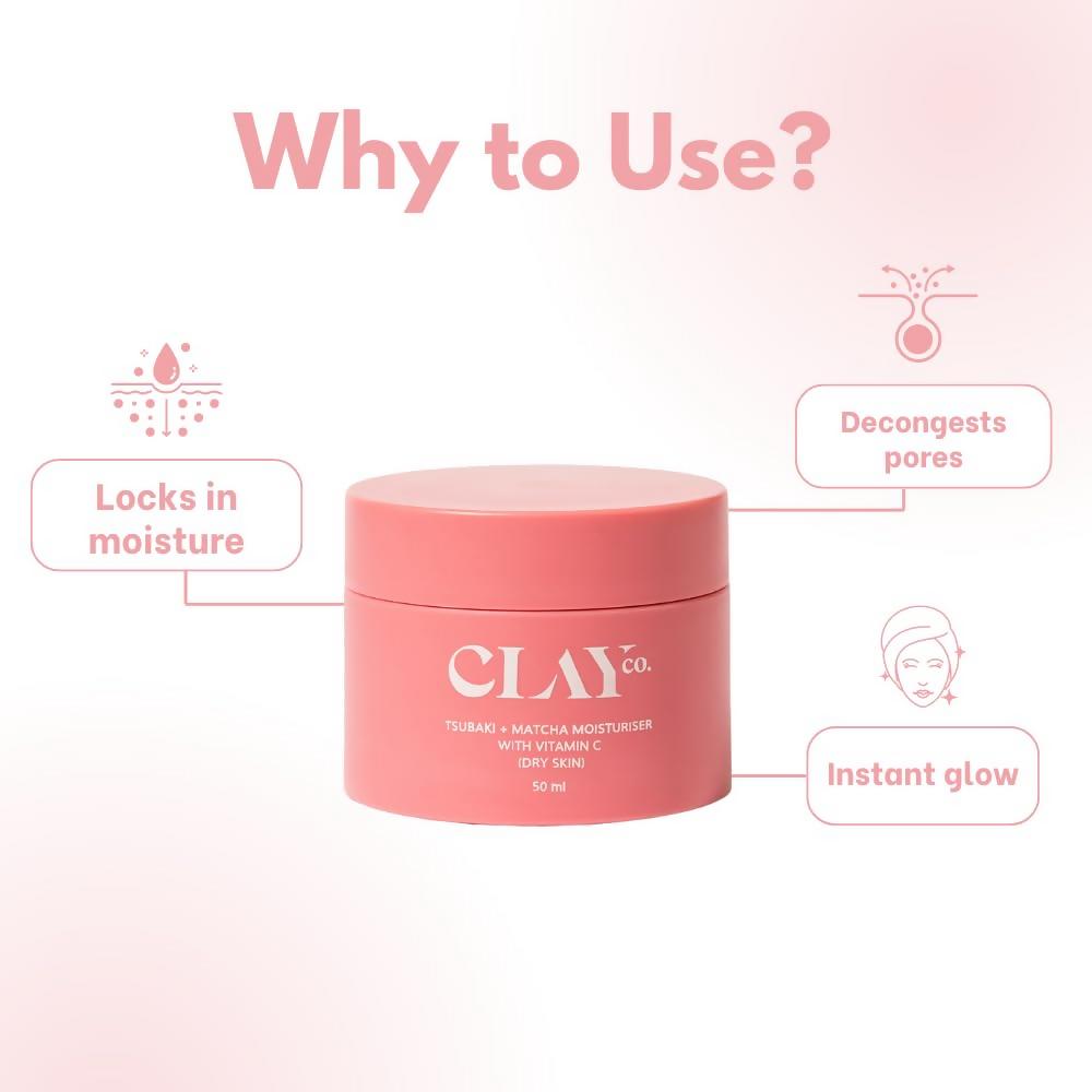 Clayco Tsubaki + Matcha Face Moisturizer With Vitamin C For Dry Skin