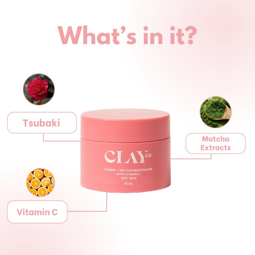 Clayco Tsubaki + Matcha Face Moisturizer With Vitamin C For Dry Skin