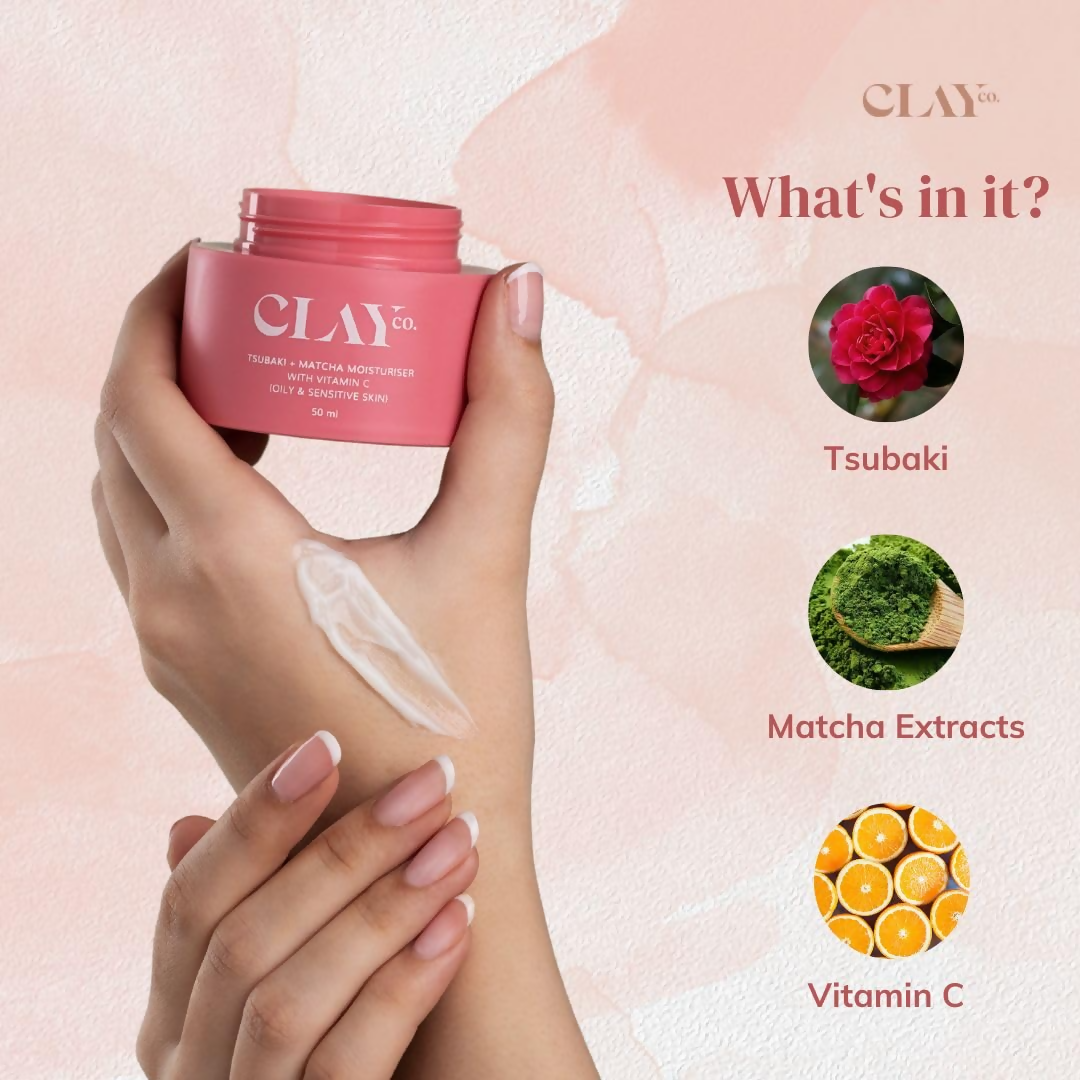 Clayco Tsubaki + Matcha Face Moisturizer With Vitamin C For Oily & Sensitive Skin Face Cream