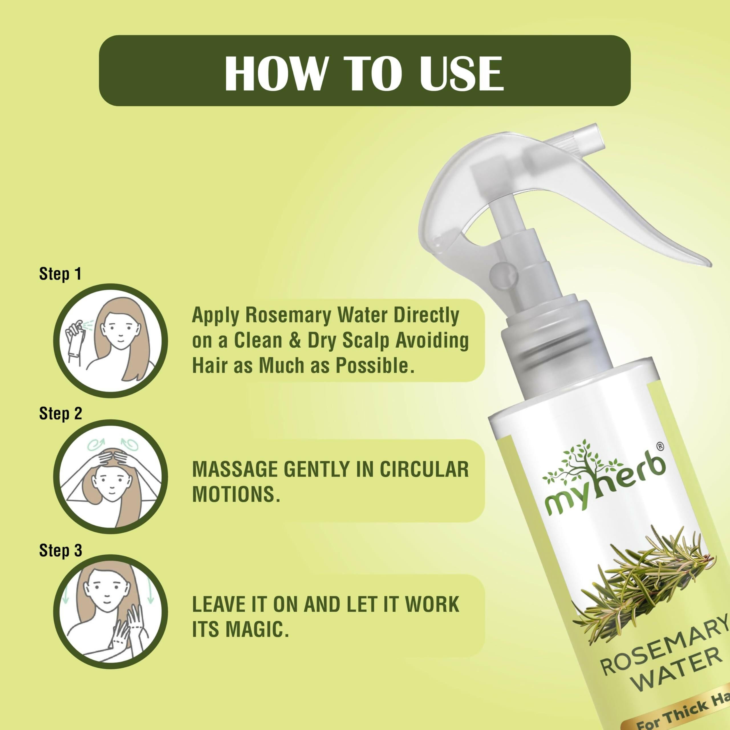 Myherb Rosemary Water Hair Spray For Regrowth, Helps Reduce Hairfall, Strengthens Hair