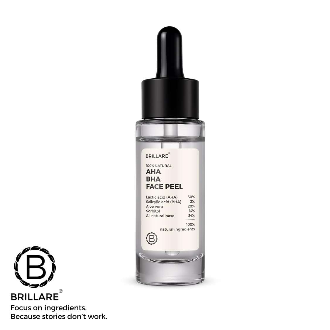 Brillare 30% AHA + 2% BHA Face Peeling Solution Glowing Smooth Blemish-Free Skin