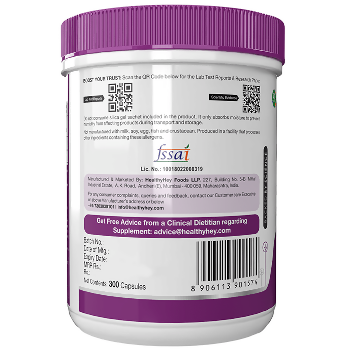 HealthyHey Nutrition Magnesium Glycinate 550mg Veg Capsules