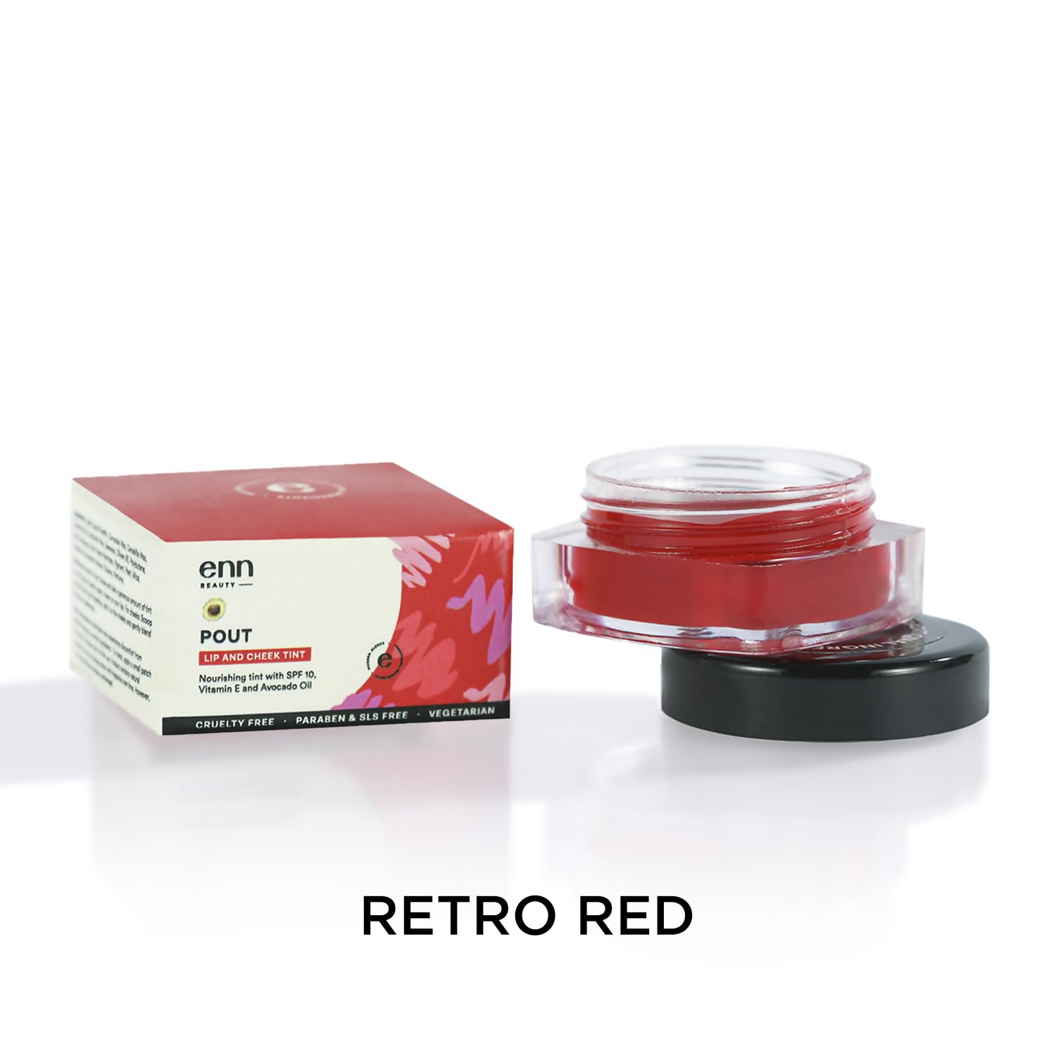 Enn Beauty Pout Lip, Cheek Tint With SPF 10 With Jojoba & Avocado Oil - Retro Red