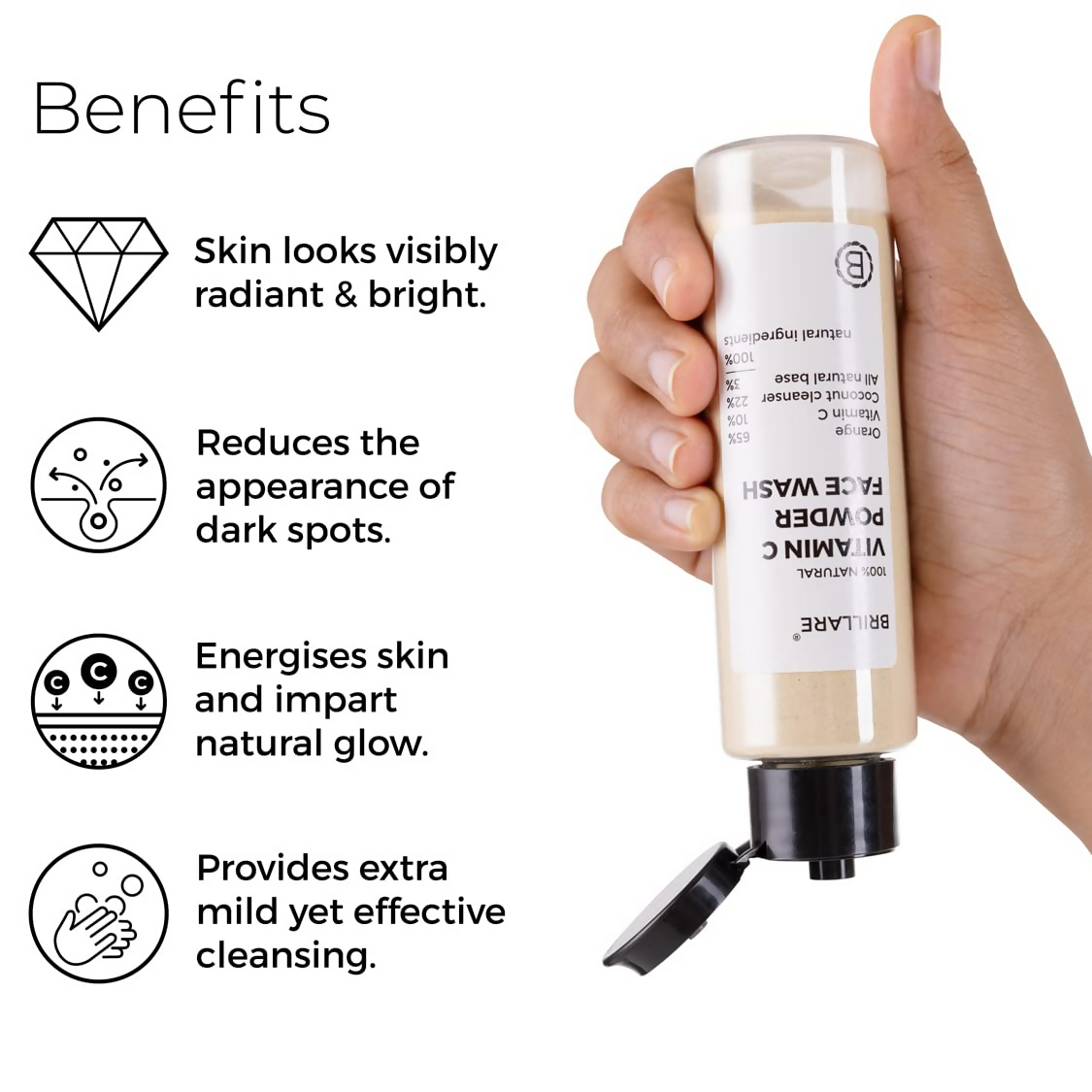 Brillare 100% Natural Vitamin C Powder Face Wash For Pigmentation & Dark Spots