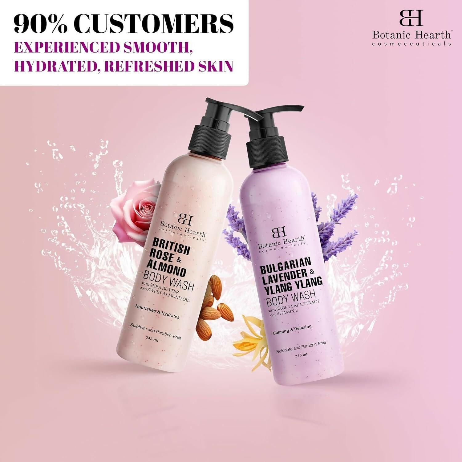Botanic Hearth British Rose & Almond Body Wash with Shea Butter