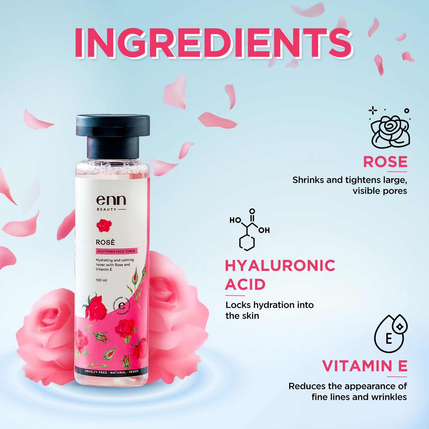 Enn Rose Water Soothing Face Toner With Natural Rose & Vitamin E For Pore Tightening