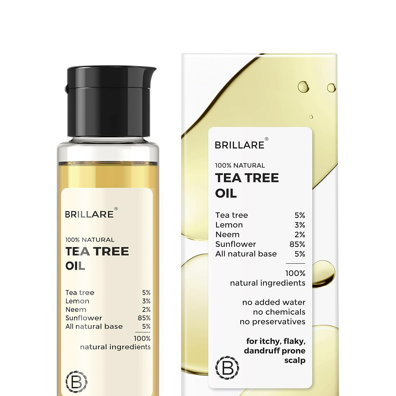 Brillare Tea Tree Hair Oil with The Goodness of Lemon & Sunflower Oil Dry