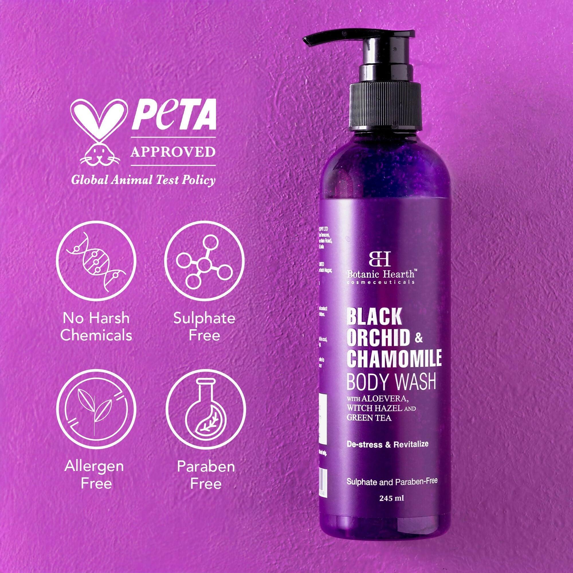 Botanic Hearth Black Orchid & Chamomile Body Wash with Aloe Vera, Witch Hazel & Green Tea