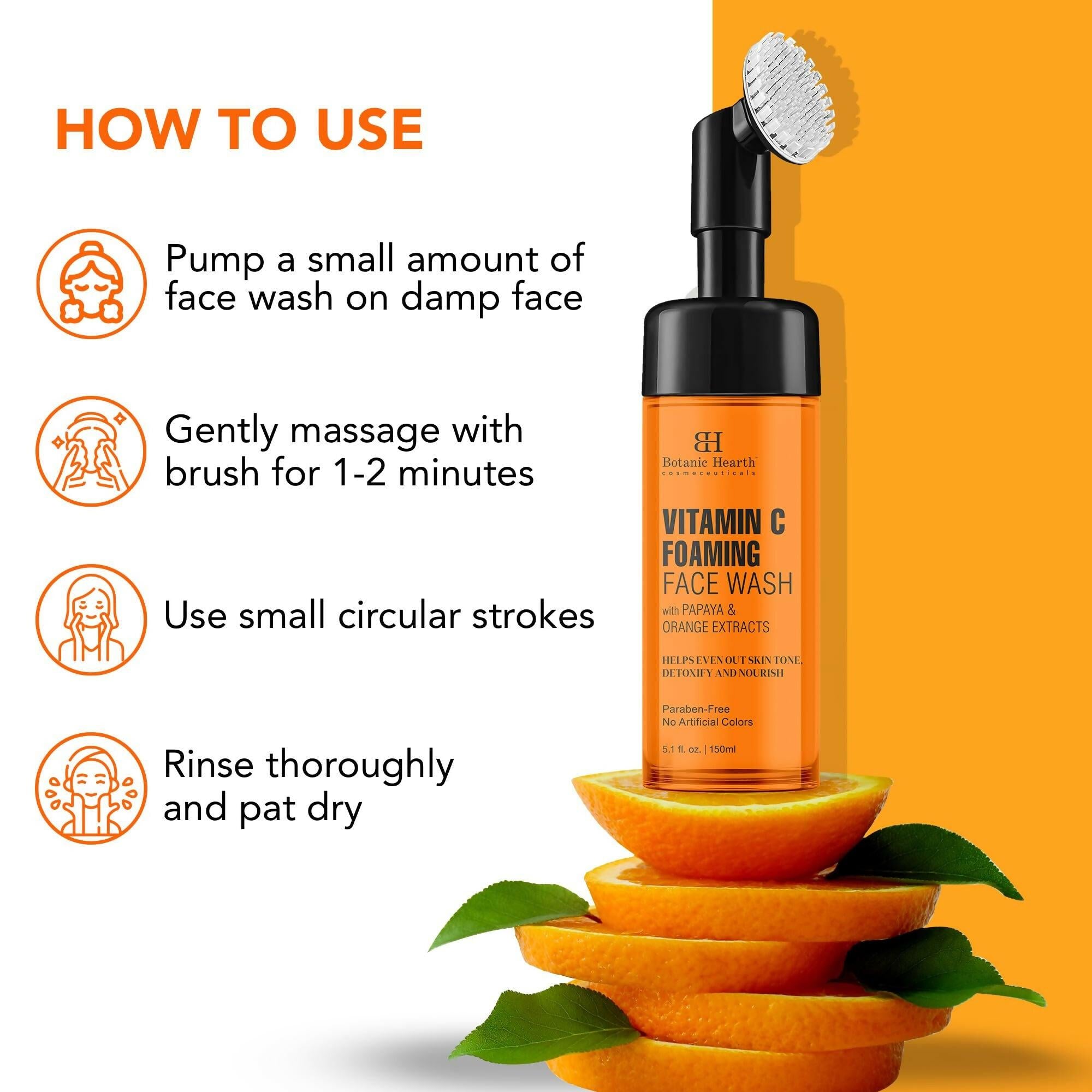 Botanic Hearth Brightening Vitamin C Foaming Face Wash with Papaya & Orange Extracts