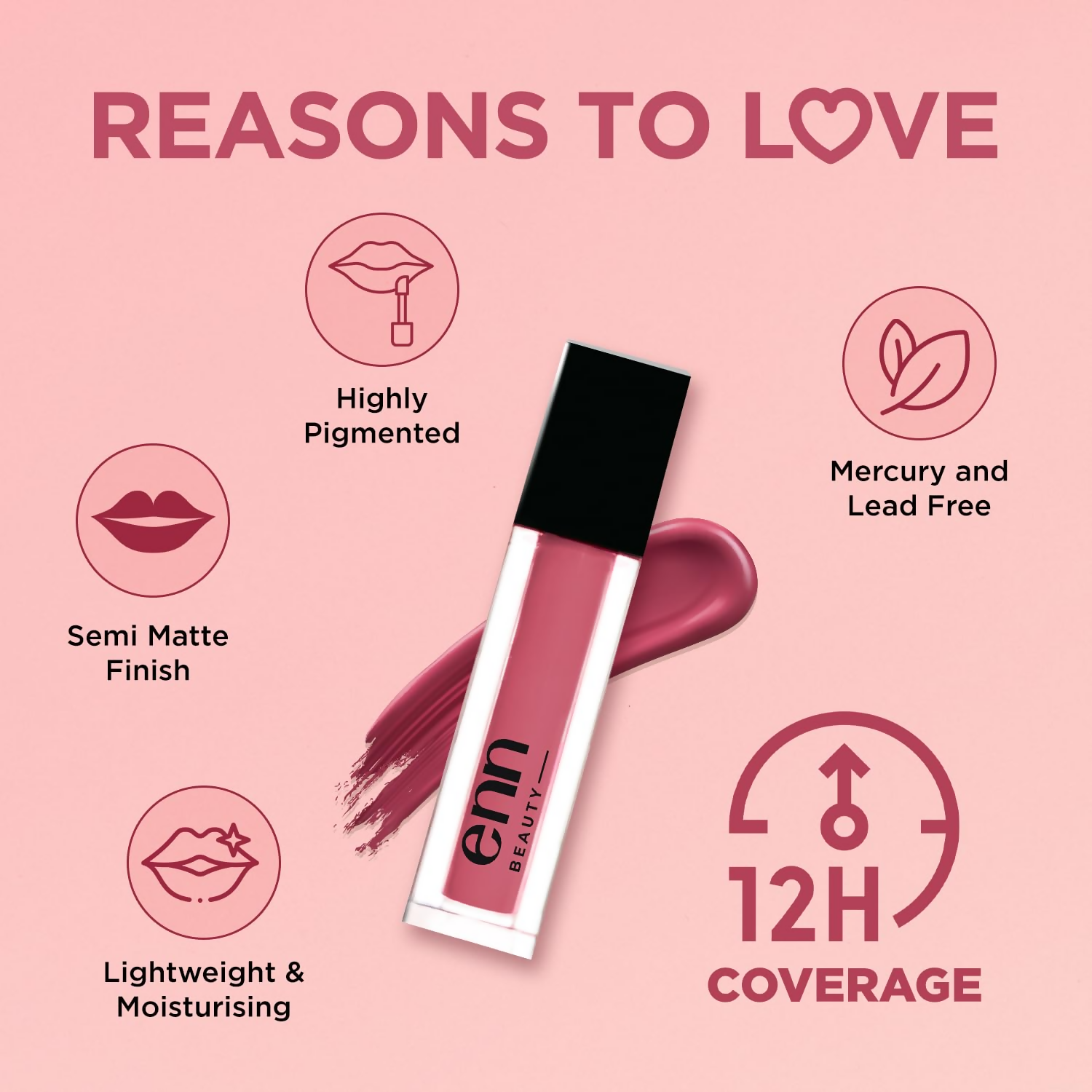 Enn Semi Matte Red Liquid Lipstick - Cosmo Pink