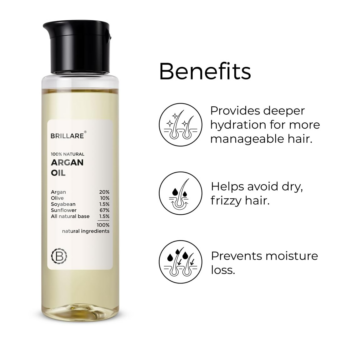 Brillare Argan Hair Oil with the Goodness of Olive oil & Sunflower Oil