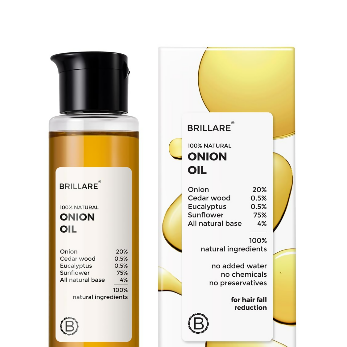 Brillare Onion Hair Oil with the Goodness Of Cedar Wood & Sunflower Oil
