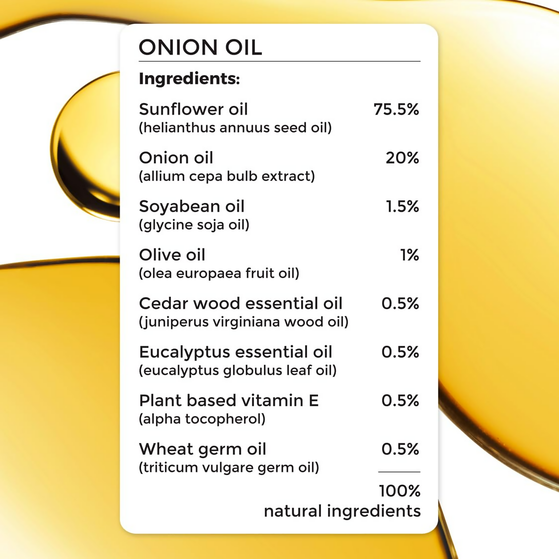 Brillare Onion Hair Oil with the Goodness Of Cedar Wood & Sunflower Oil